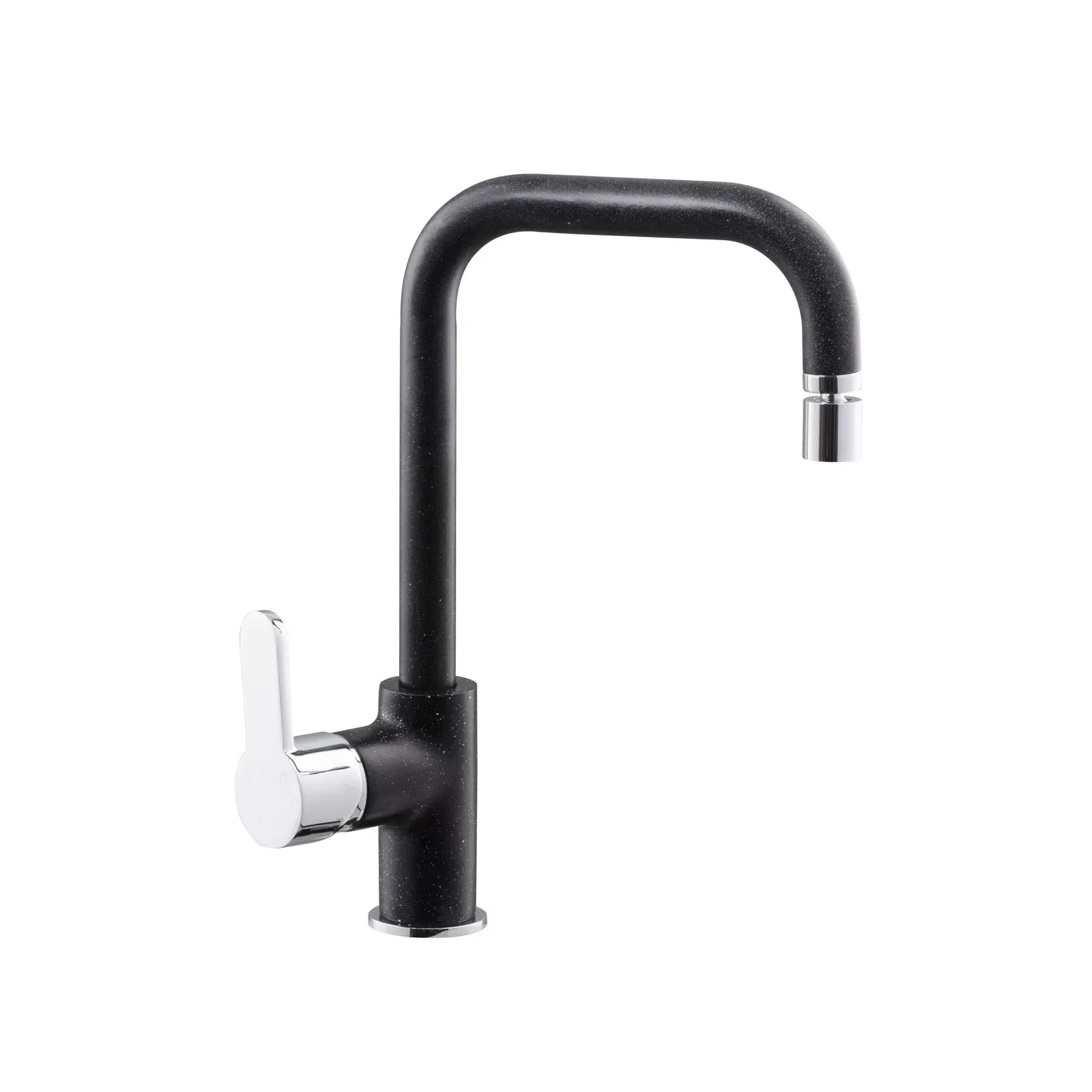 Picture of PU154944334 PURITY LENTO KITCHEN FAUCET 1/2″ FLEX W.SWIVEL HINGED SPOUT GRANITE BLACK