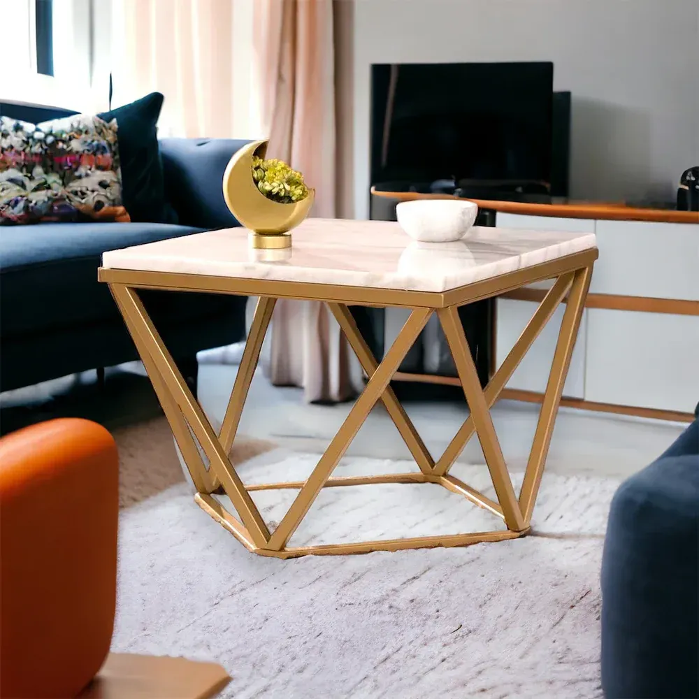 Picture of SL-002  Modern stainless steel table with  marble.