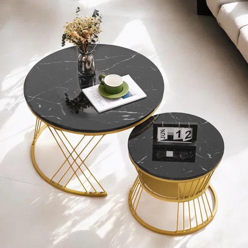 Picture of SL-0015 stainless steel table with electrostatic paint and Marble