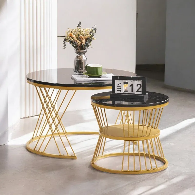 Picture of SL-0015 stainless steel table with electrostatic paint and Marble