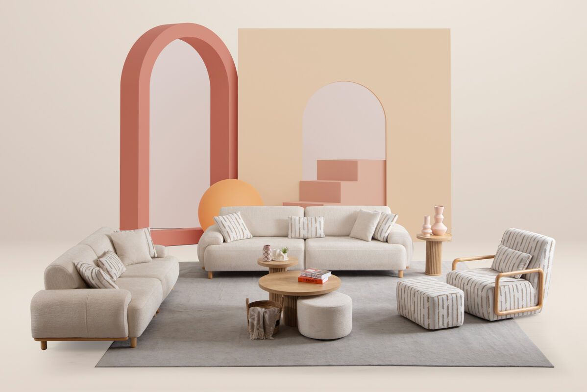 Picture of FSSS001 Beech wood living room set - 3 pieces