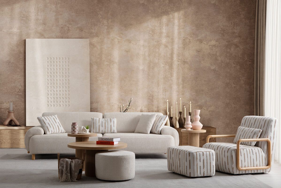 Picture of FSSS001 Beech wood living room set - 3 pieces
