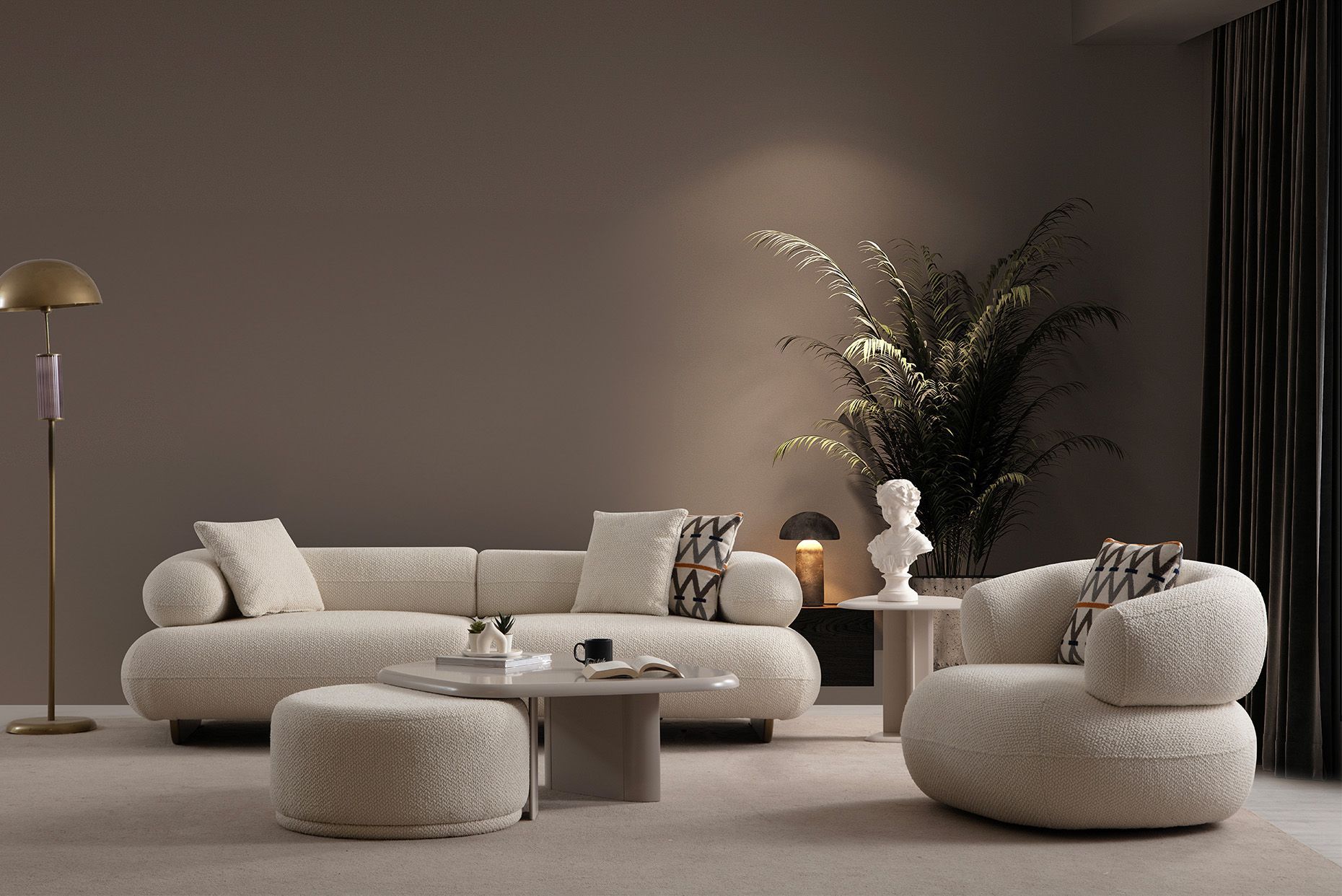 Picture of FSSS004 Beech wood living room set - 3 pieces