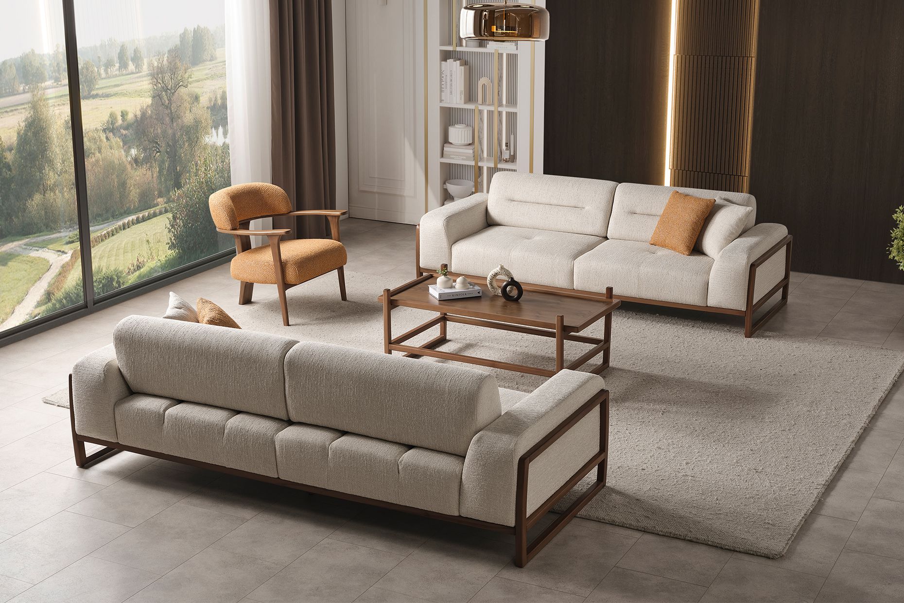 Picture of FSSS005 Beech wood living room set - 3 pieces