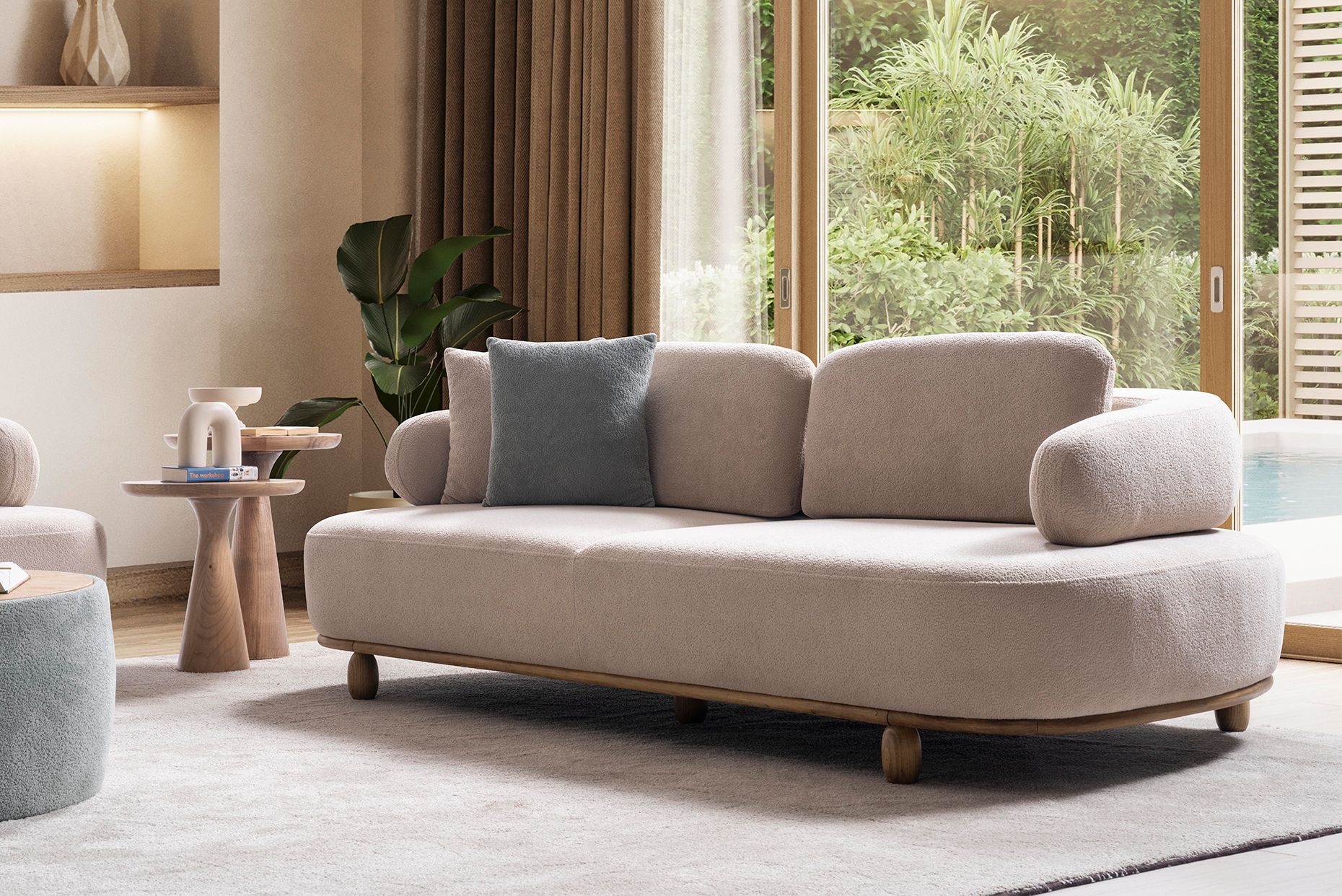 Picture of FSSS006 Beech wood living room set - 3 pieces
