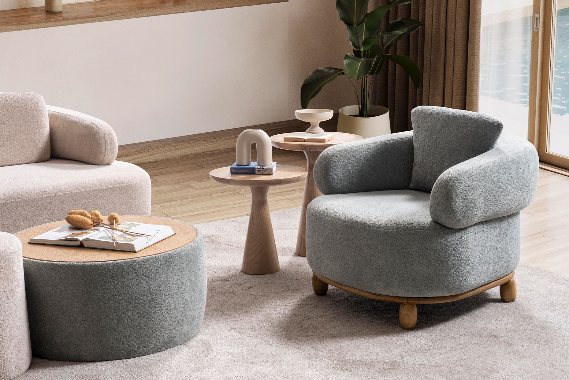 Picture of FSSS006 Beech wood living room set - 3 pieces