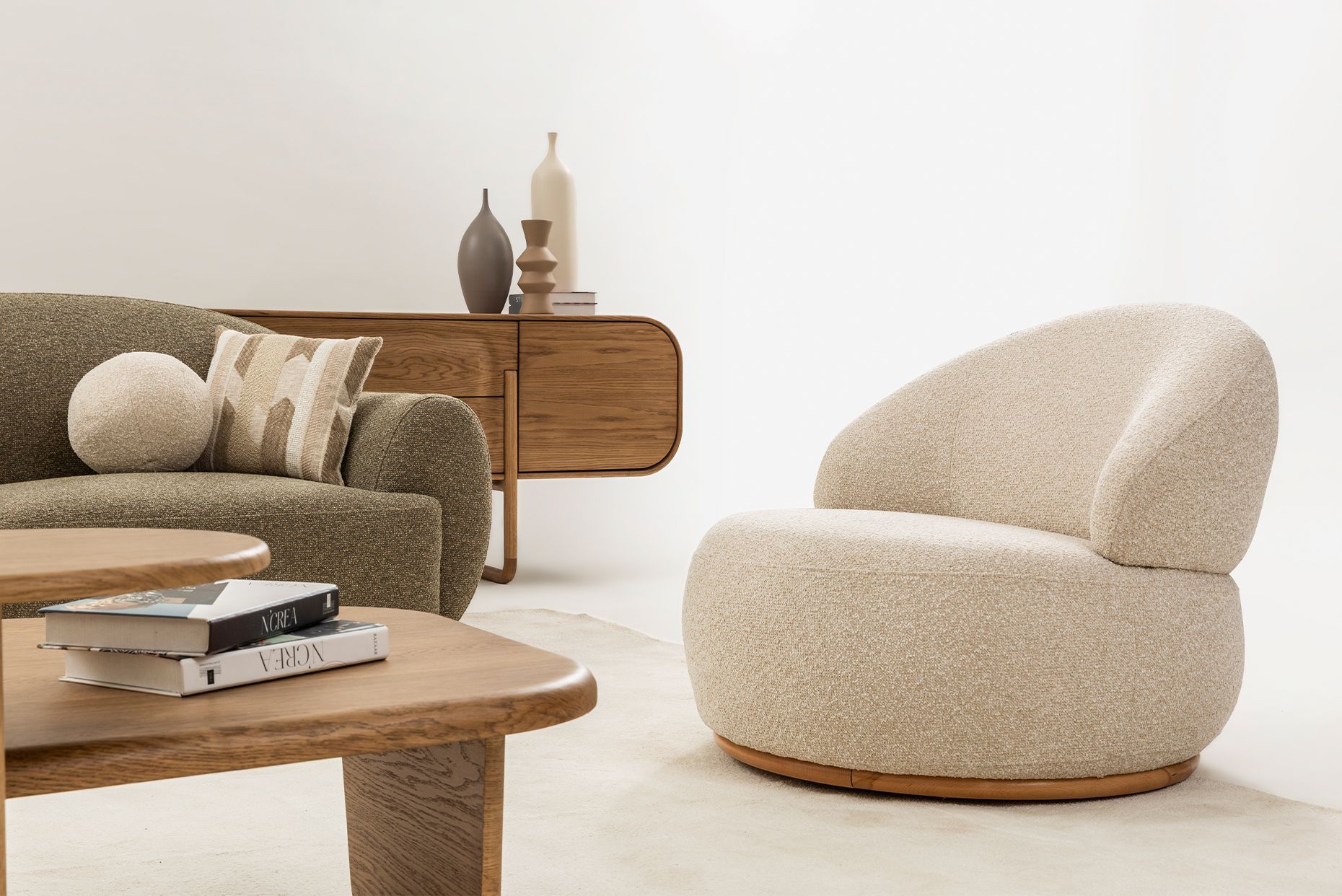 Picture of FSSS007 Beech wood living room set - 3 pieces