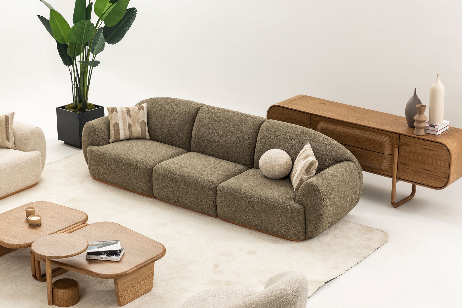 Picture of FSSS007 Beech wood living room set - 3 pieces