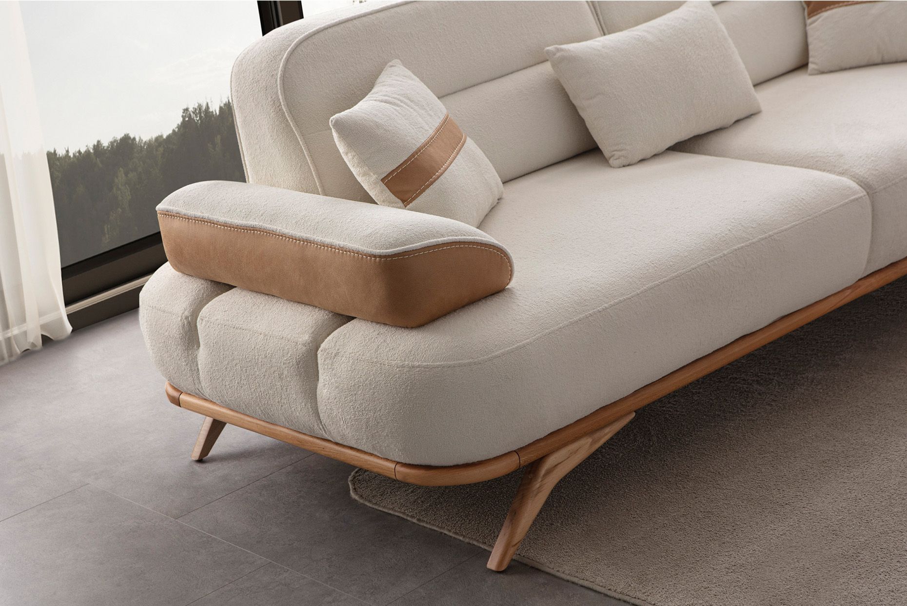 Picture of FSSS009 Beech wood living room set - 3 pieces