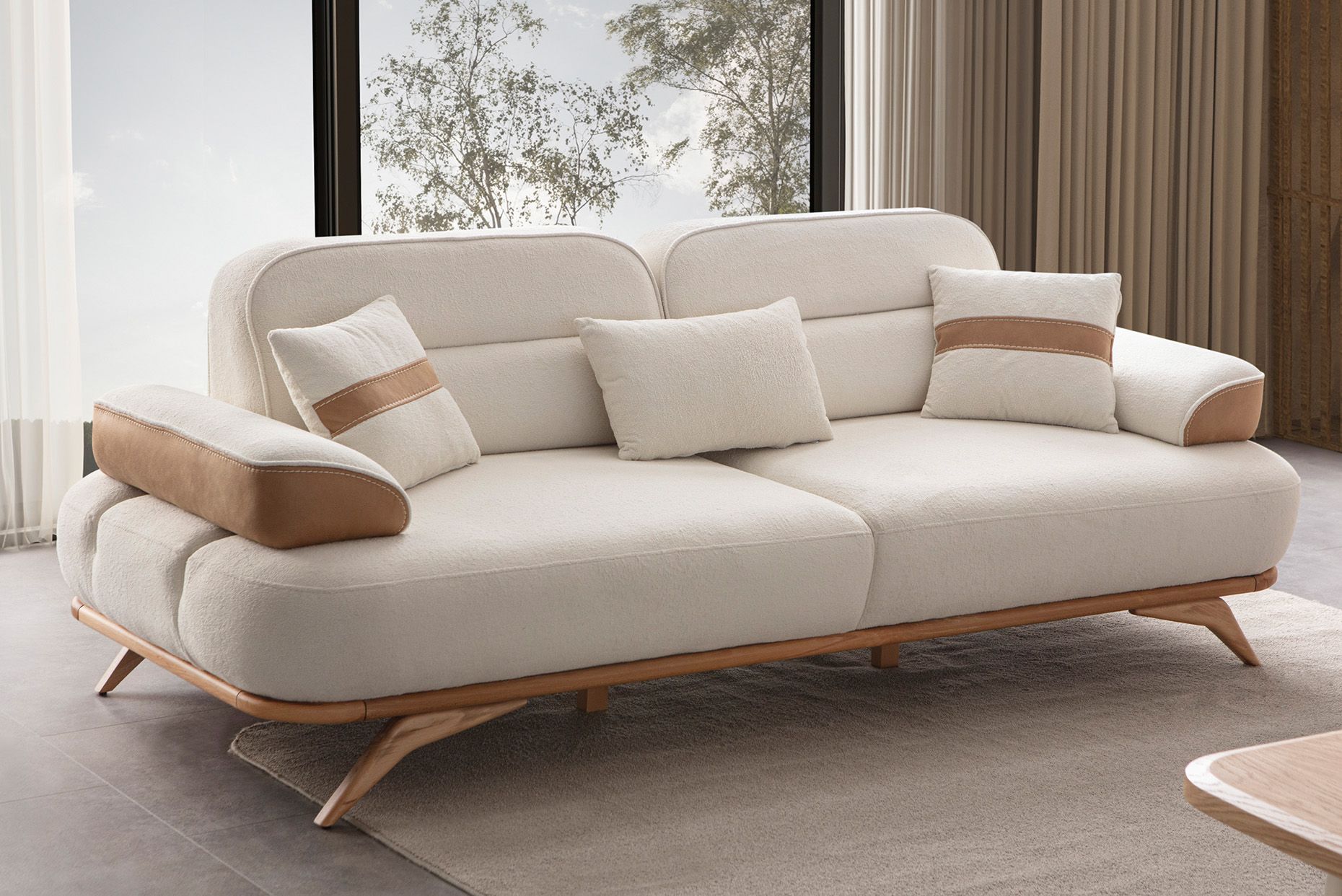 Picture of FSSS009 Beech wood living room set - 3 pieces