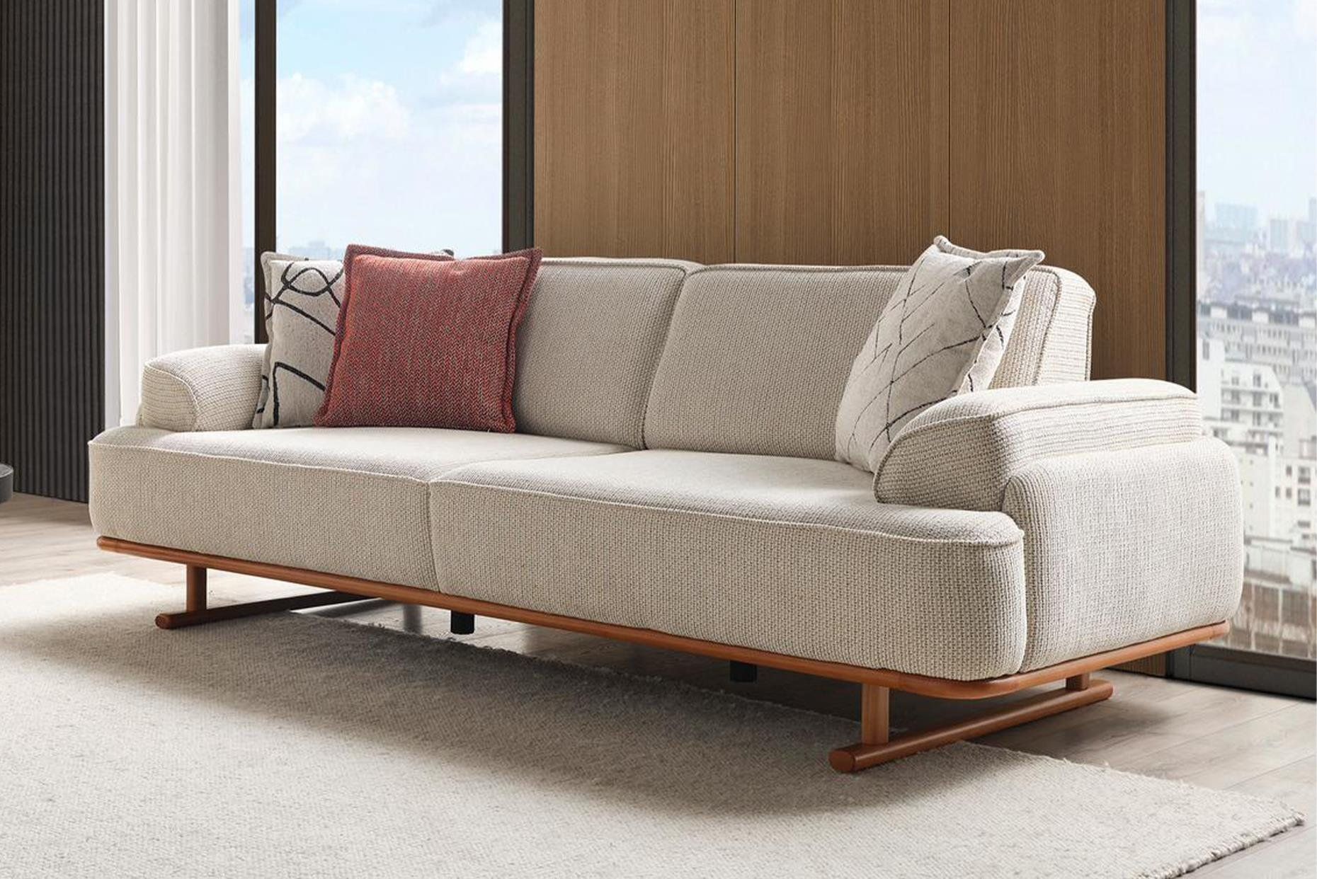 Picture of FSSS008 Beech wood living room set - 3 pieces