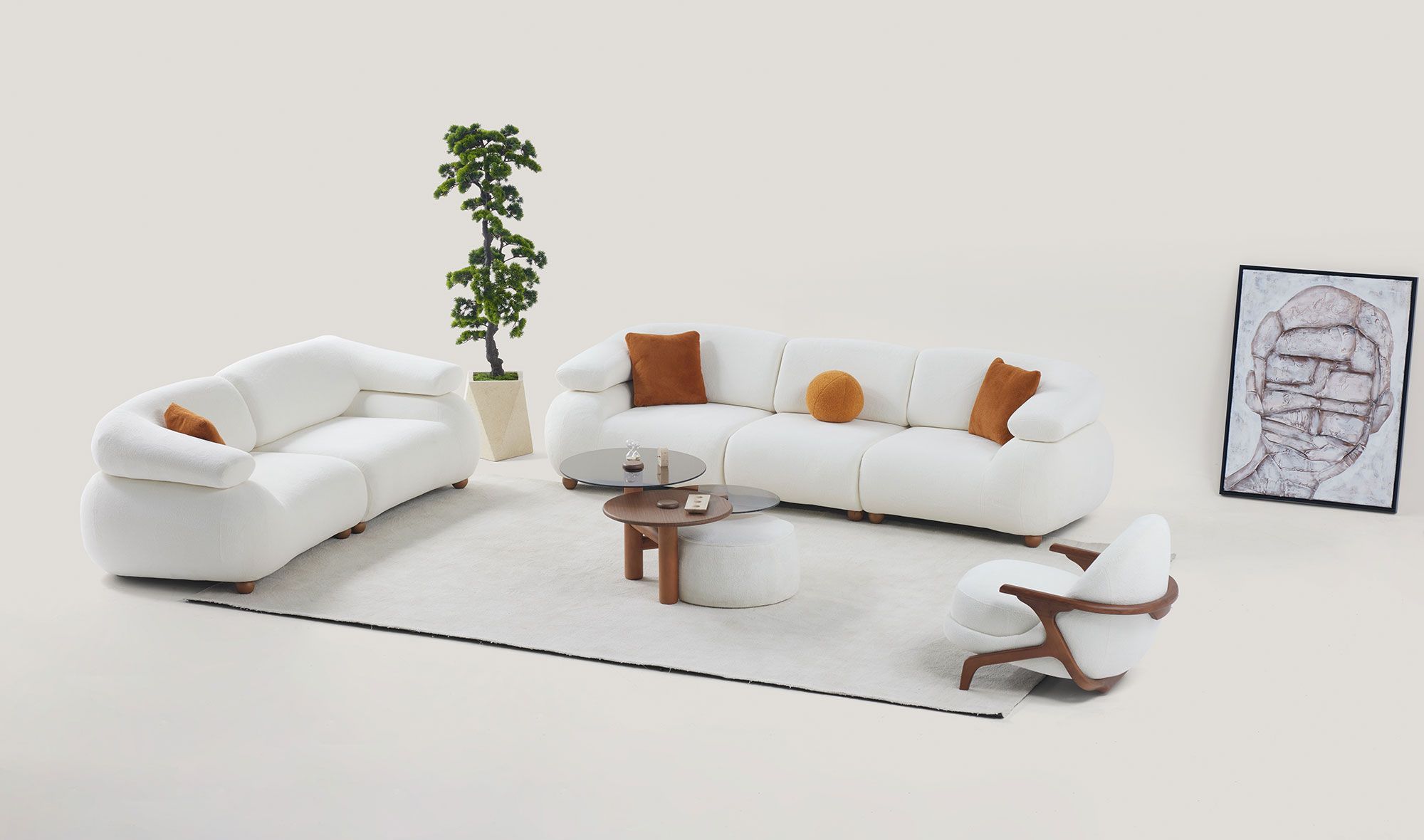 Picture of FSSS0011 Beech wood living room set - 3 pieces