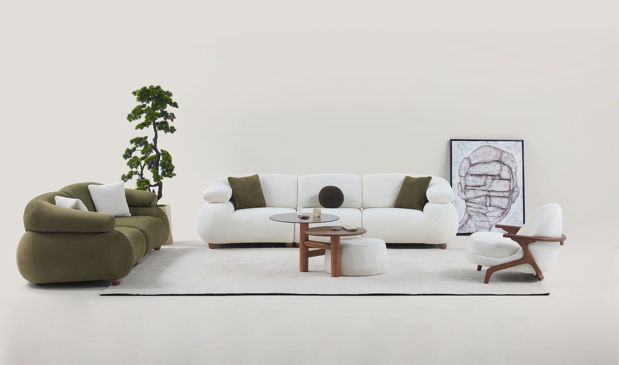 Picture of FSSS0011 Beech wood living room set - 3 pieces