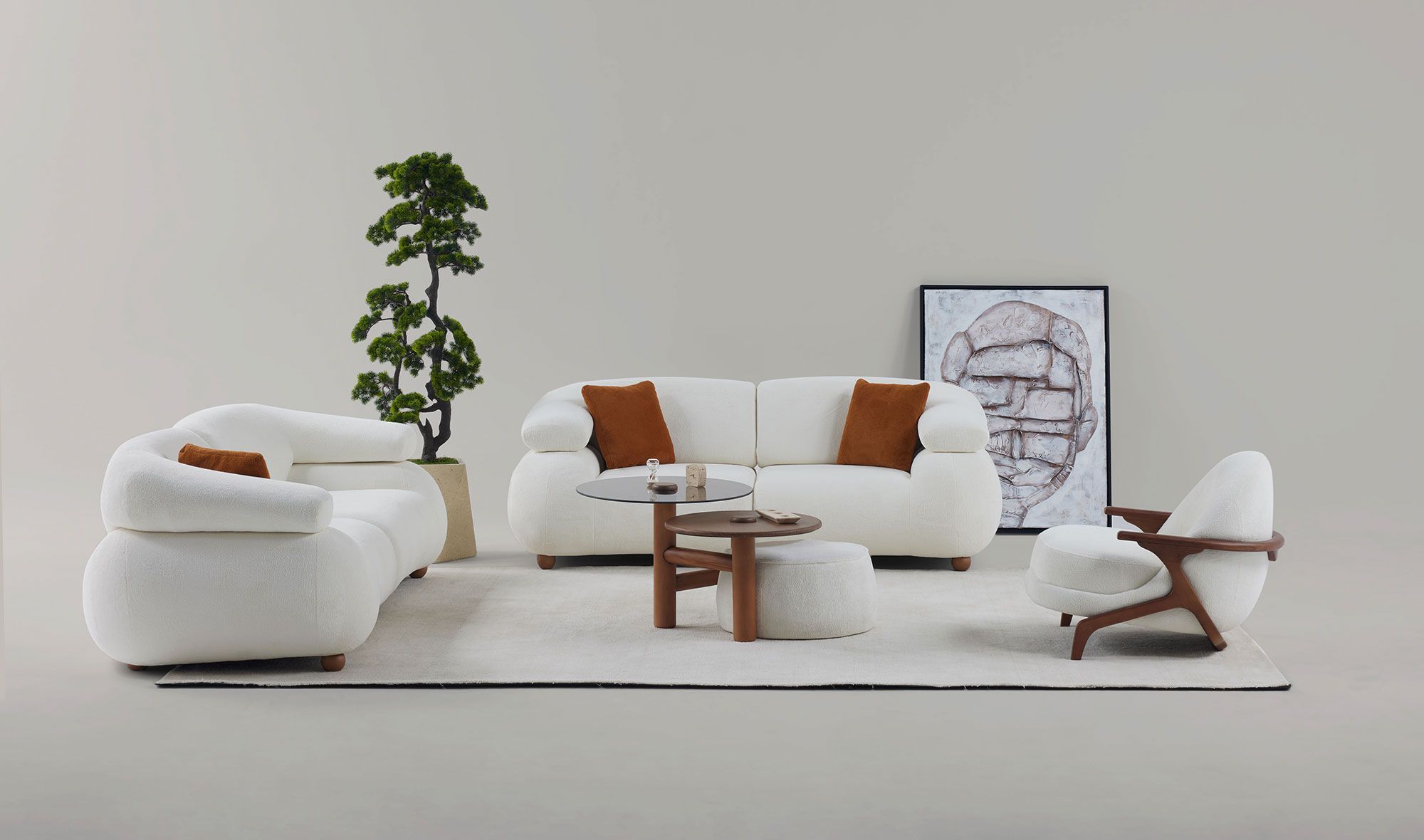 Picture of FSSS0011 Beech wood living room set - 3 pieces