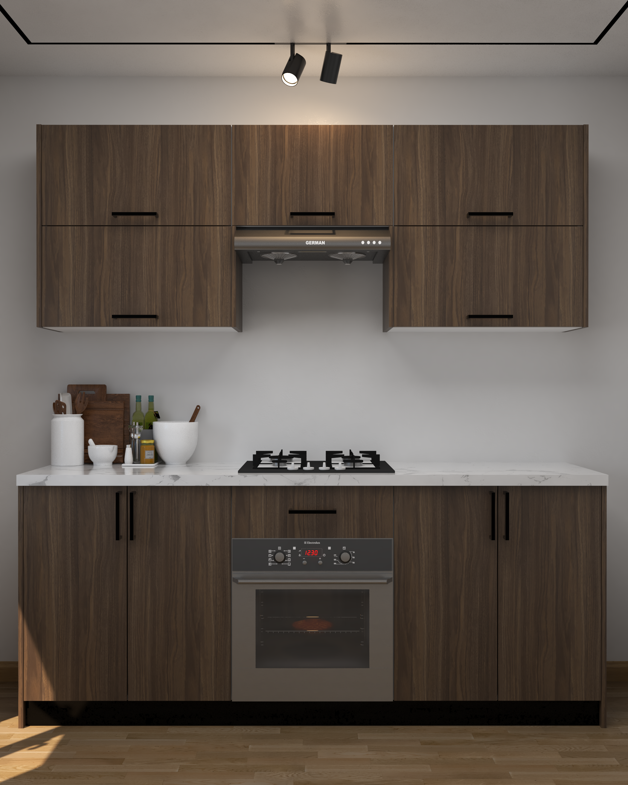 Picture of KSK001- HPL wooden kitchen - 204 cm wood-colored