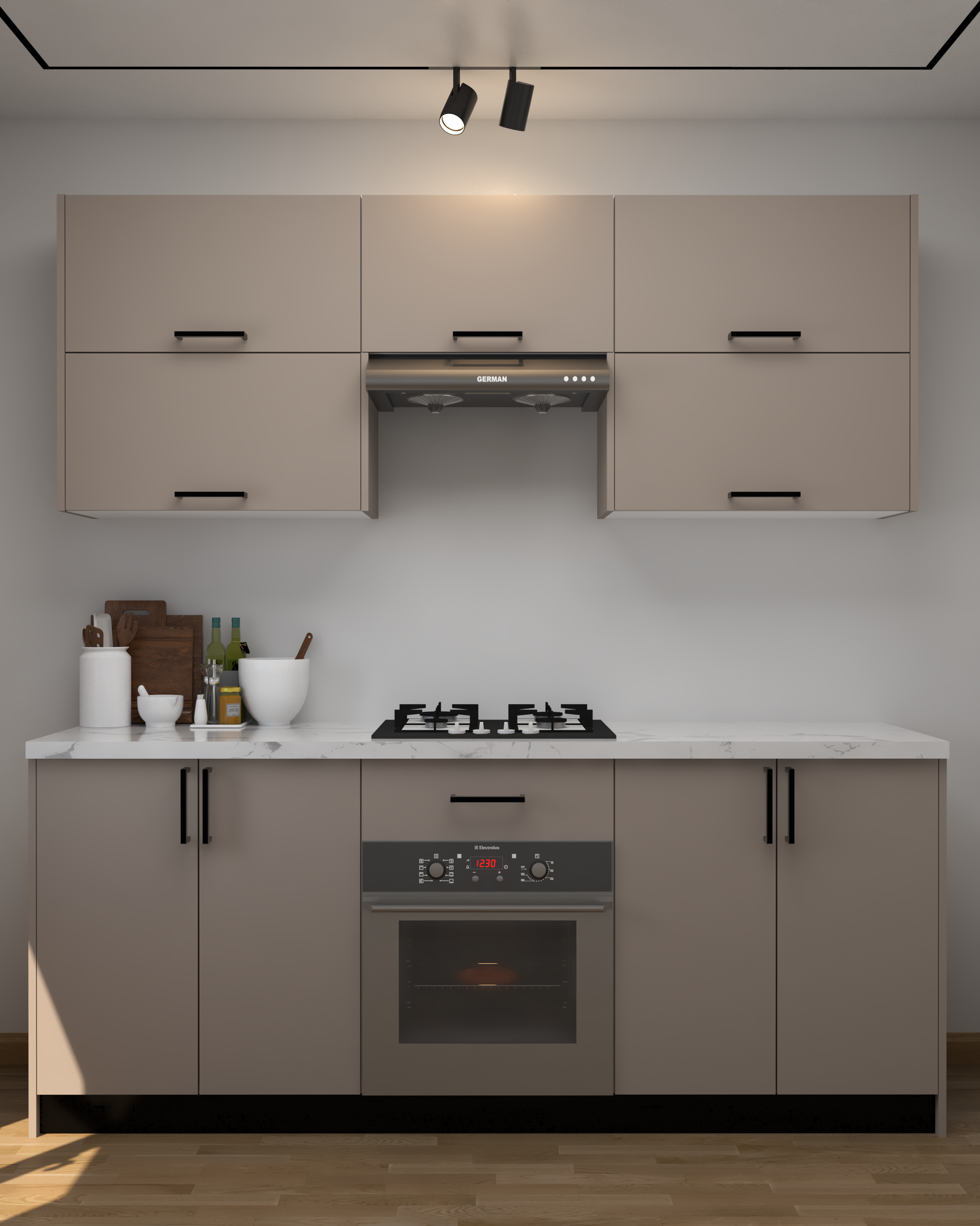 Picture of KSK002 - HPL Wooden kitchen - 204 cm plain color