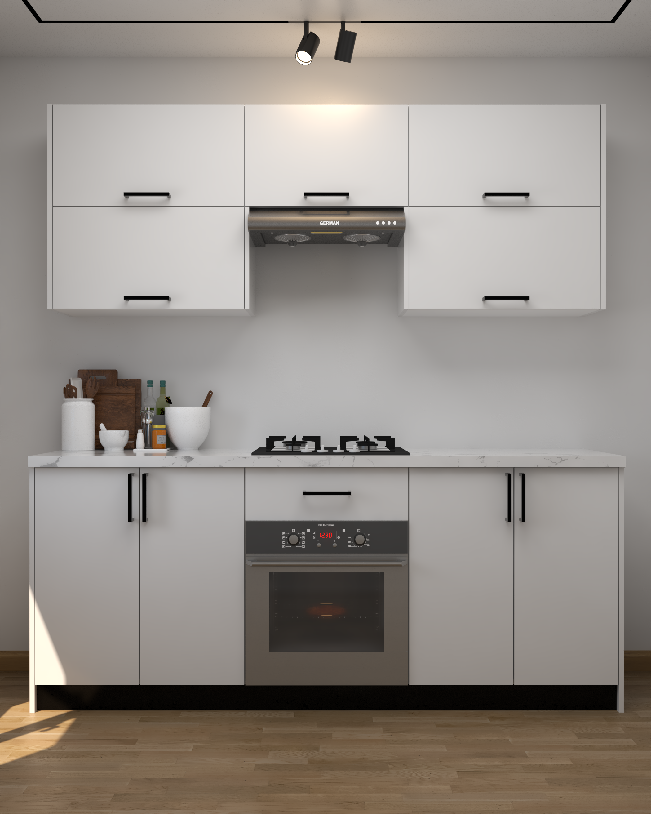 Picture of KSK003 - HPL Wooden kitchen - 204 cm plain color