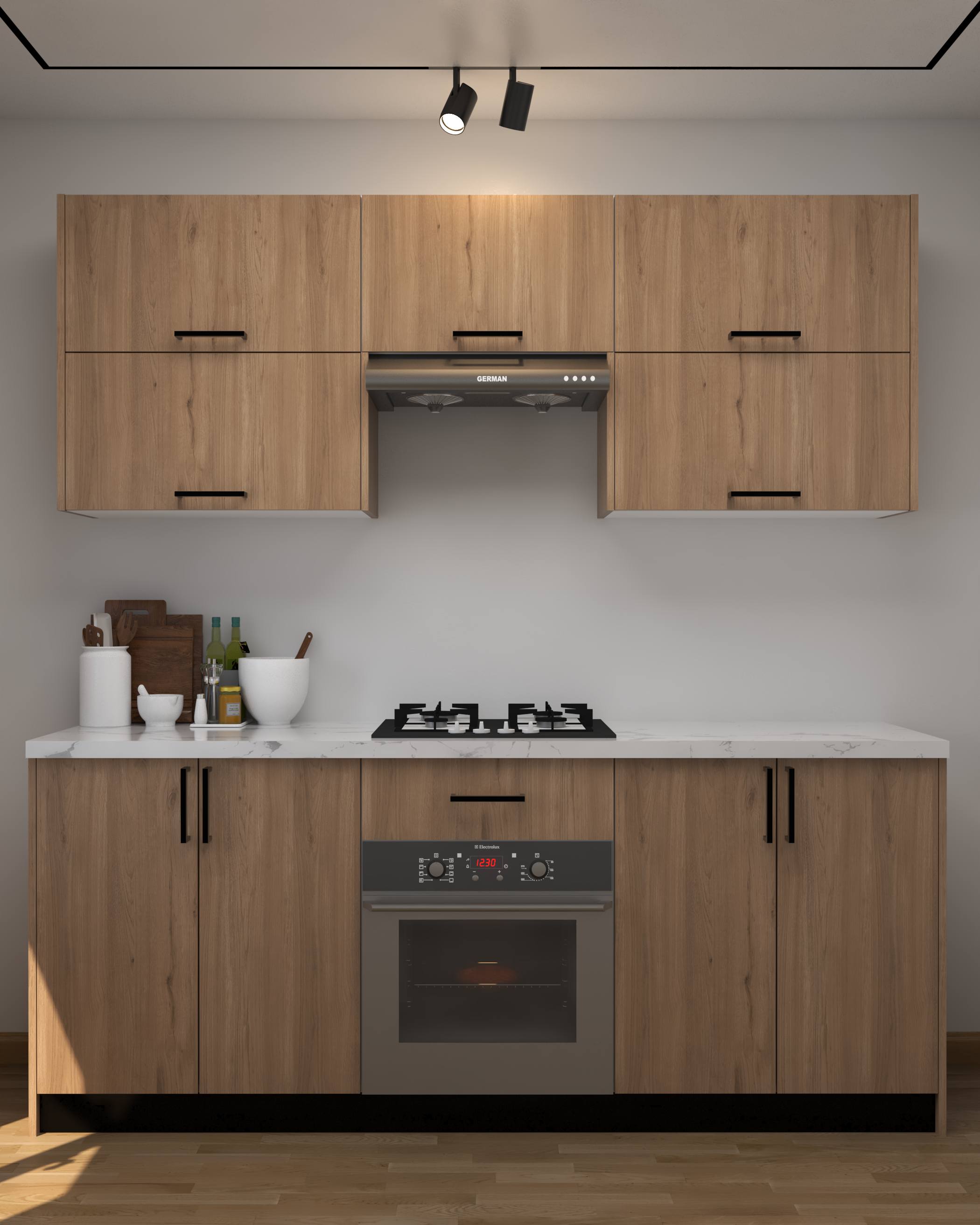Picture of KSK004- HPL wooden kitchen - 204 cm wood-colored