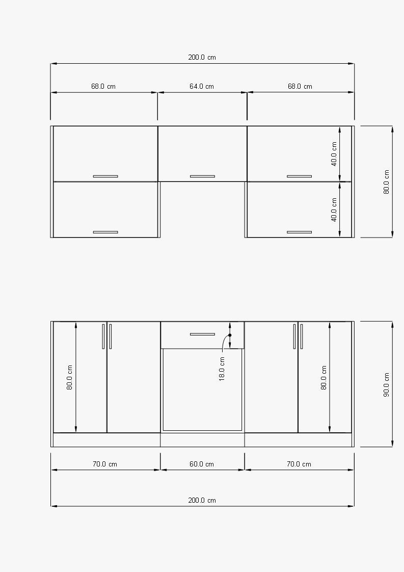 Picture of KSK004- HPL wooden kitchen - 204 cm wood-colored