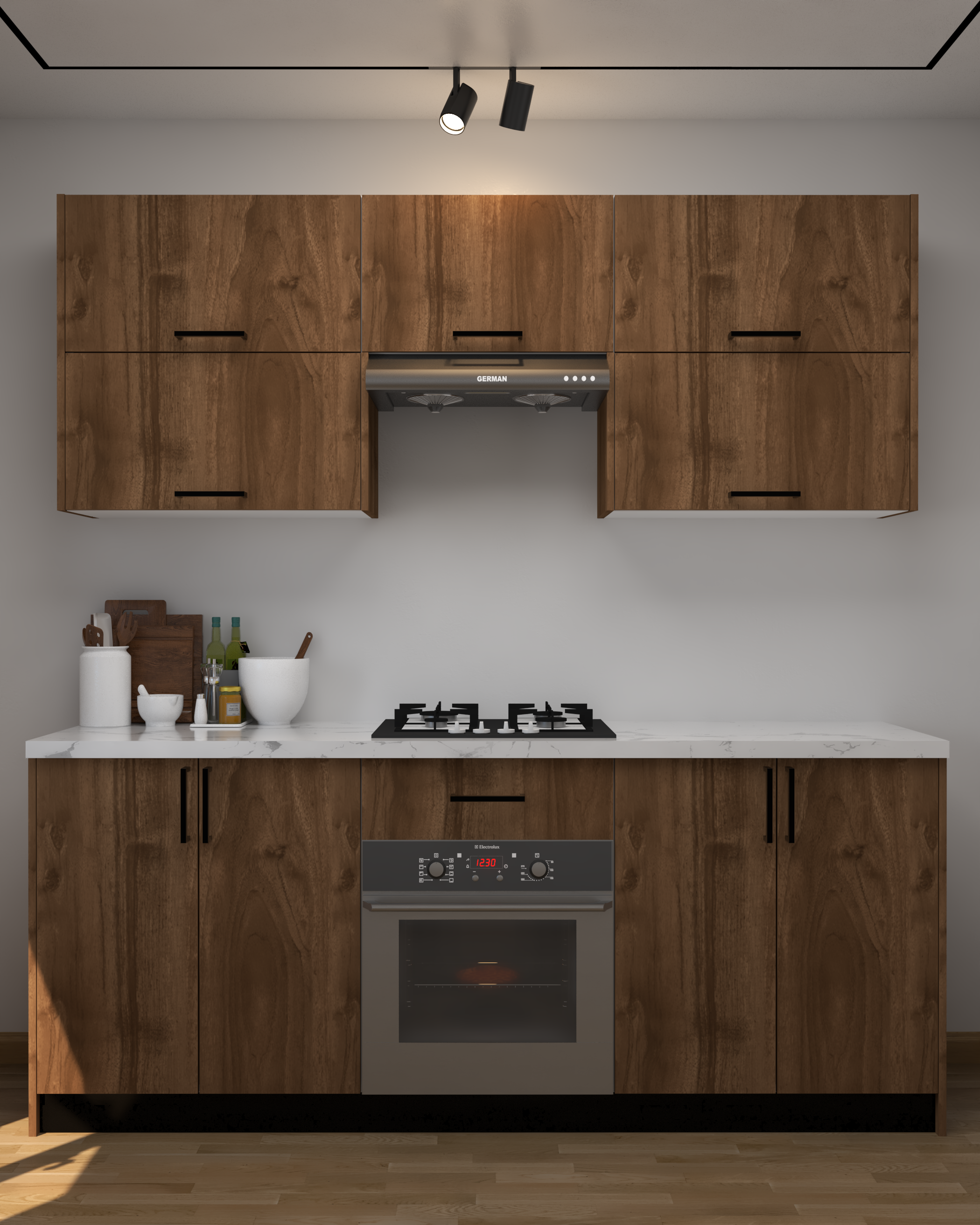 Picture of KSK005 - HPL wooden kitchen - 204 cm wood-colored