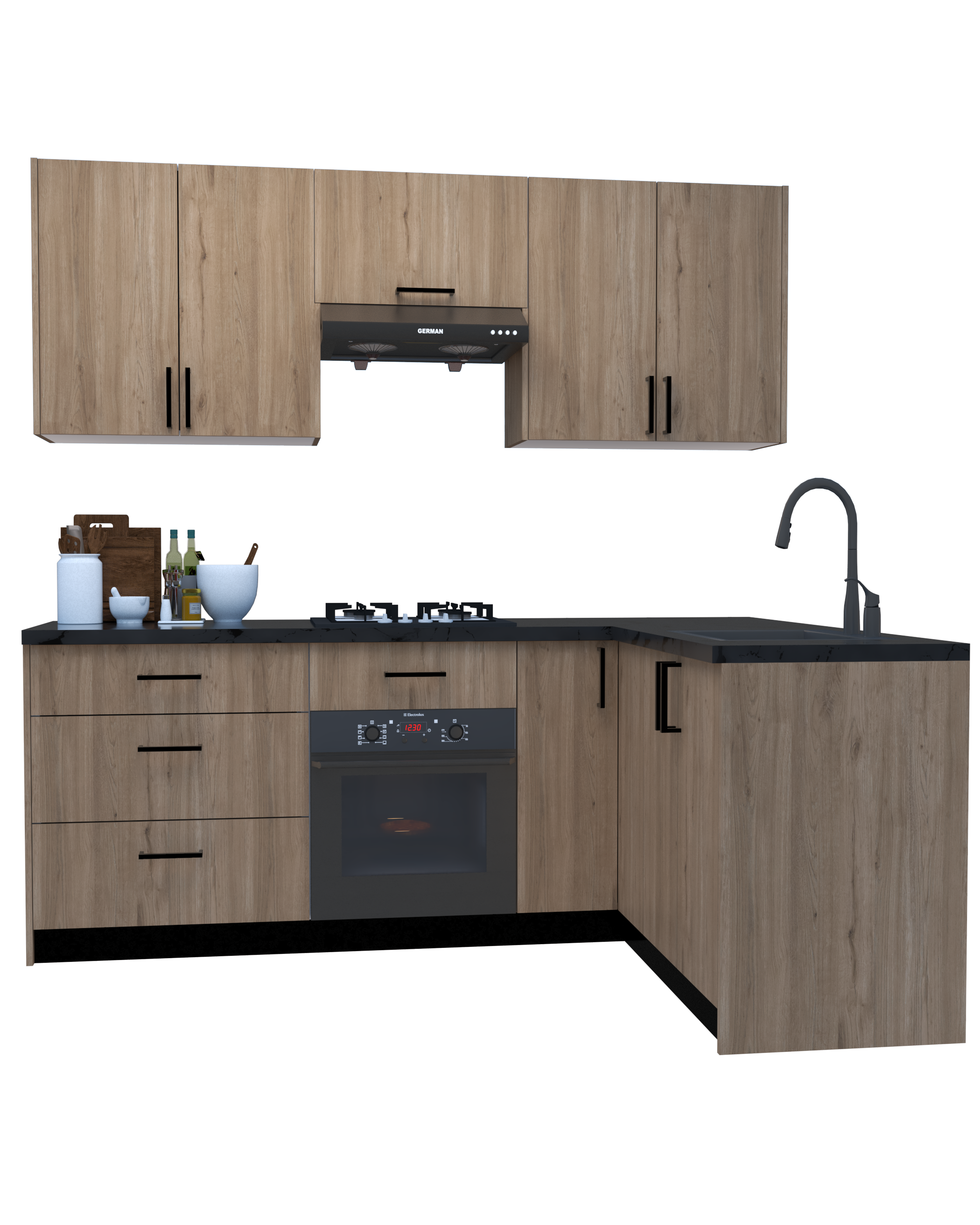 Picture of KSK006- HPL wooden kitchen - 224 cm wood-colored