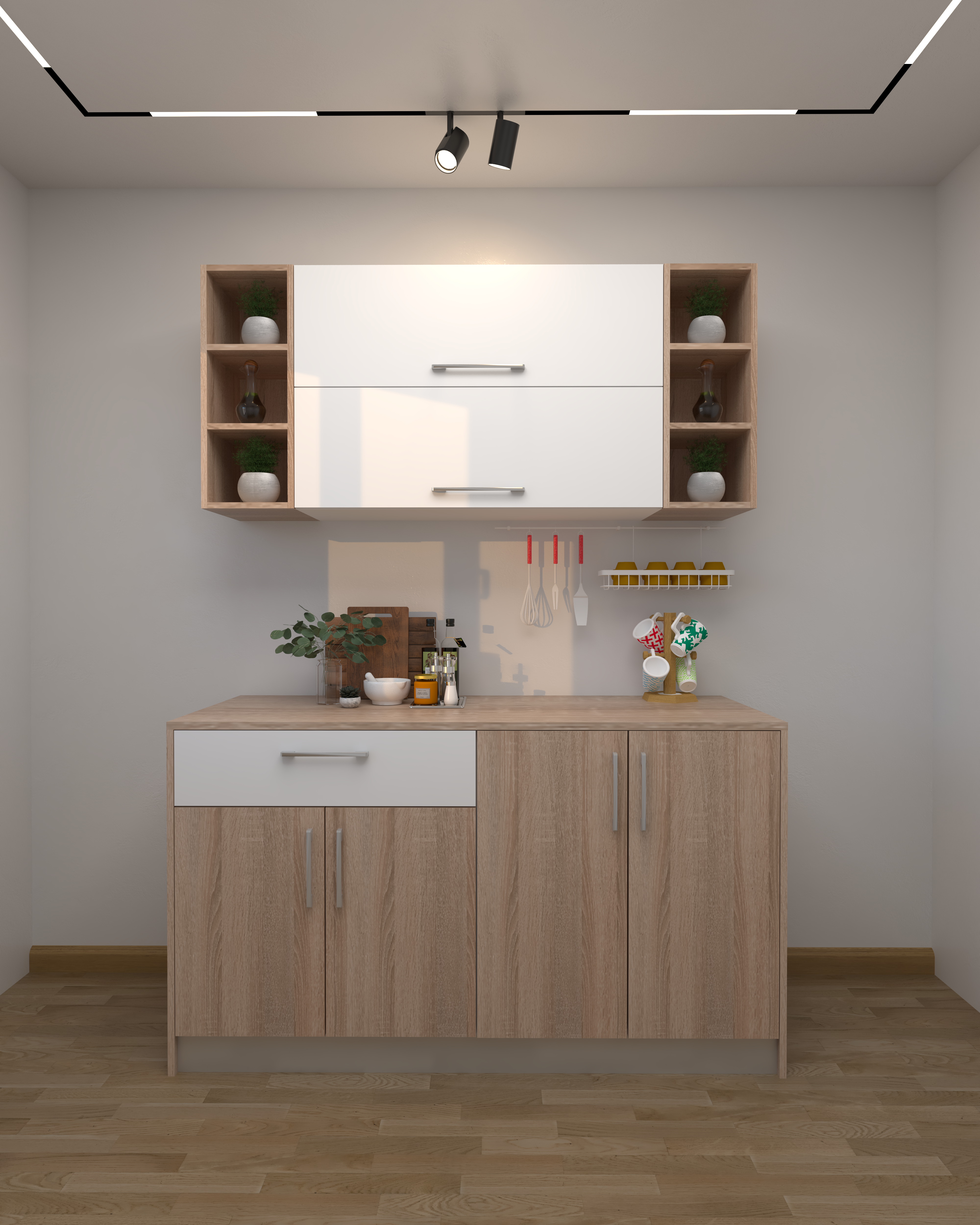 Picture of KSK007- HPL wooden kitchen - 164 cm wood-colored