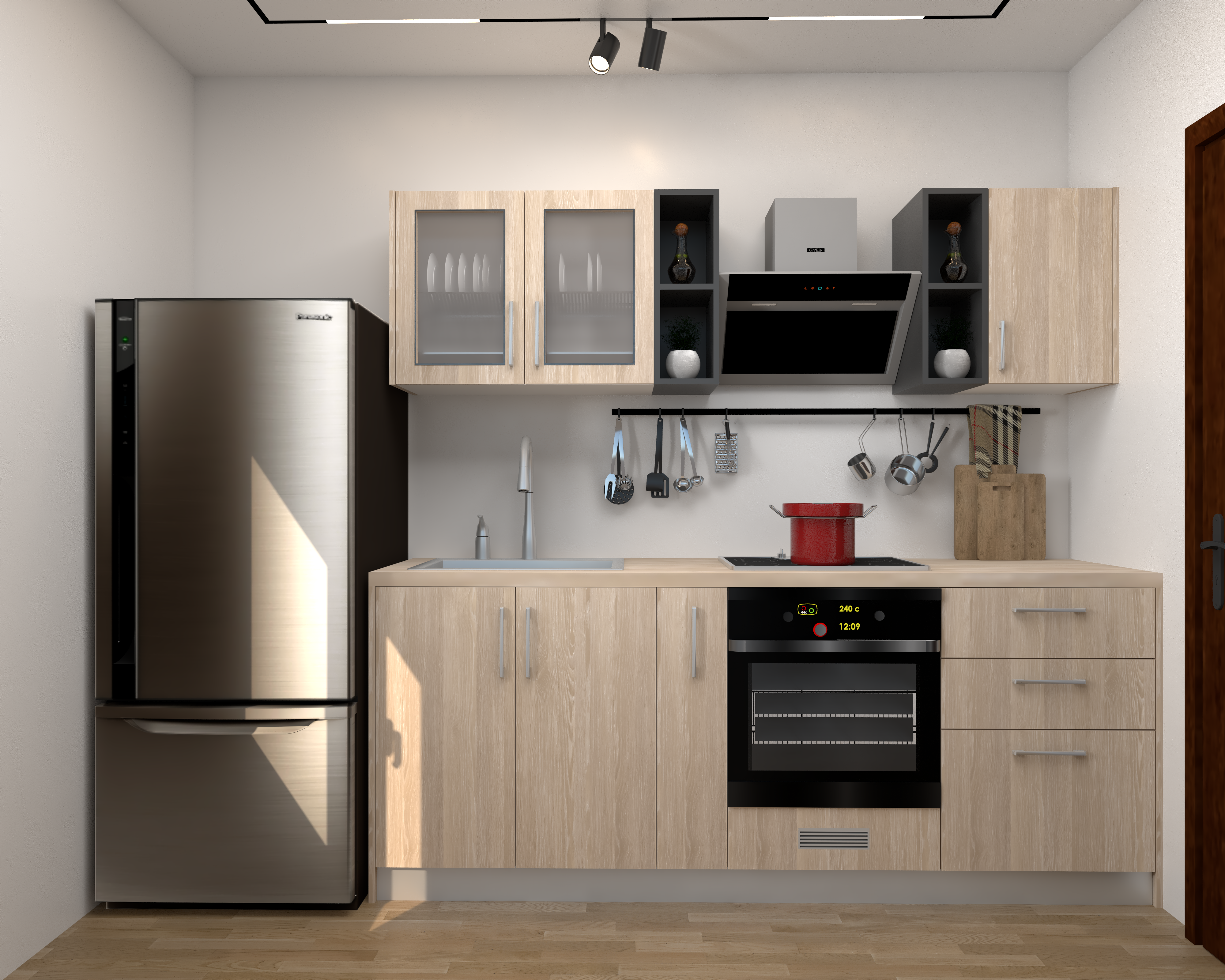 Picture of KSK008- HPL wooden kitchen - 224 cm wood-colored