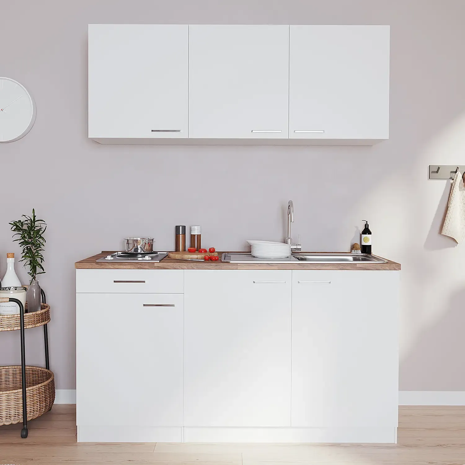 Picture of KSK009 - HPL Wooden kitchen - 154 cm plain color