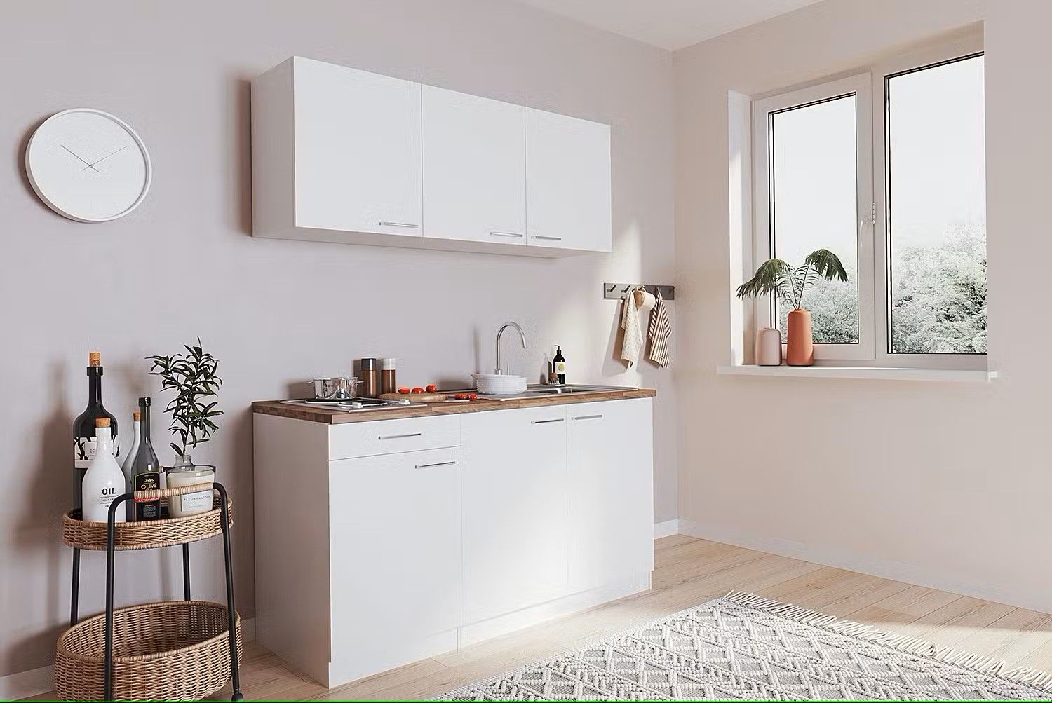 Picture of KSK009 - HPL Wooden kitchen - 154 cm plain color