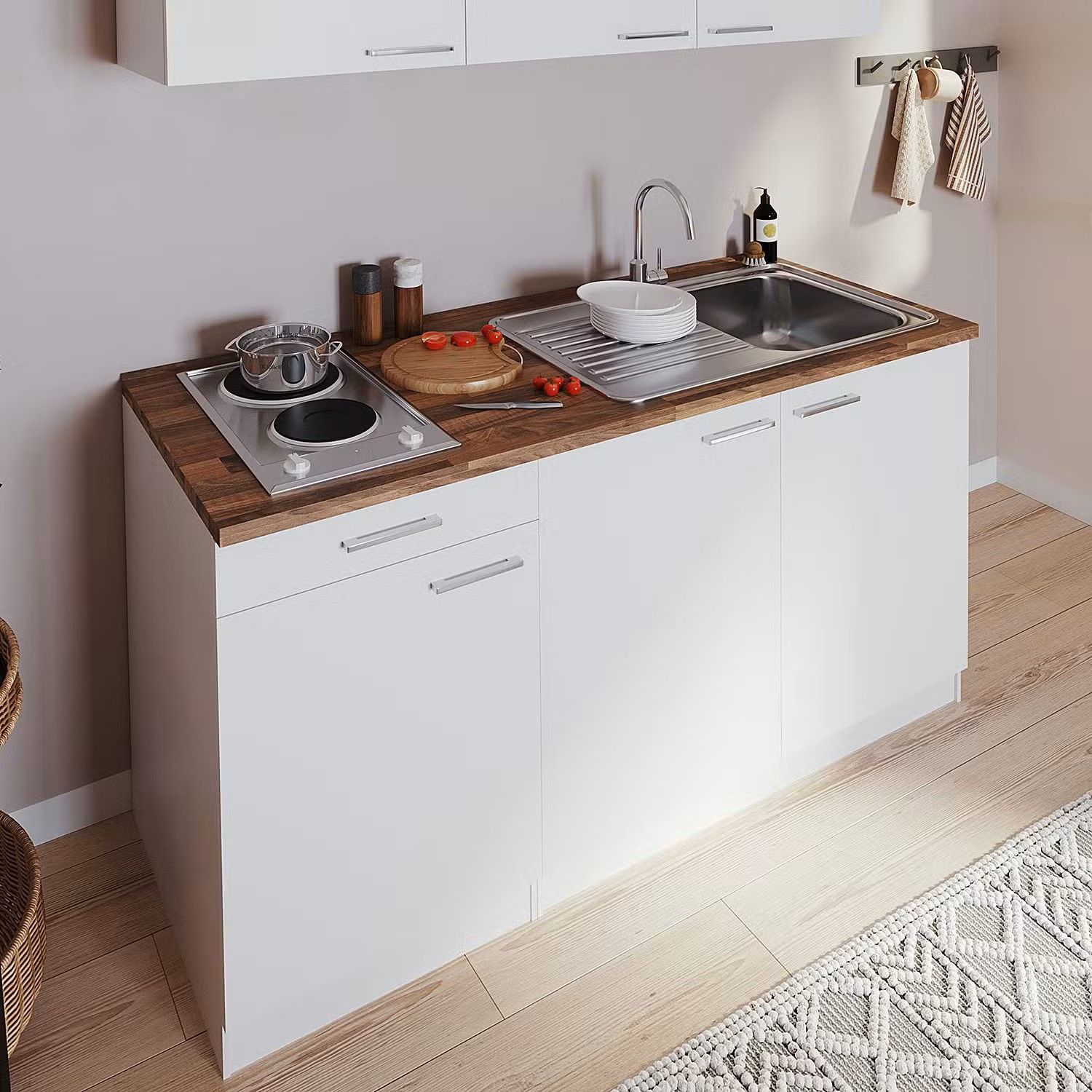 Picture of KSK009 - HPL Wooden kitchen - 154 cm plain color