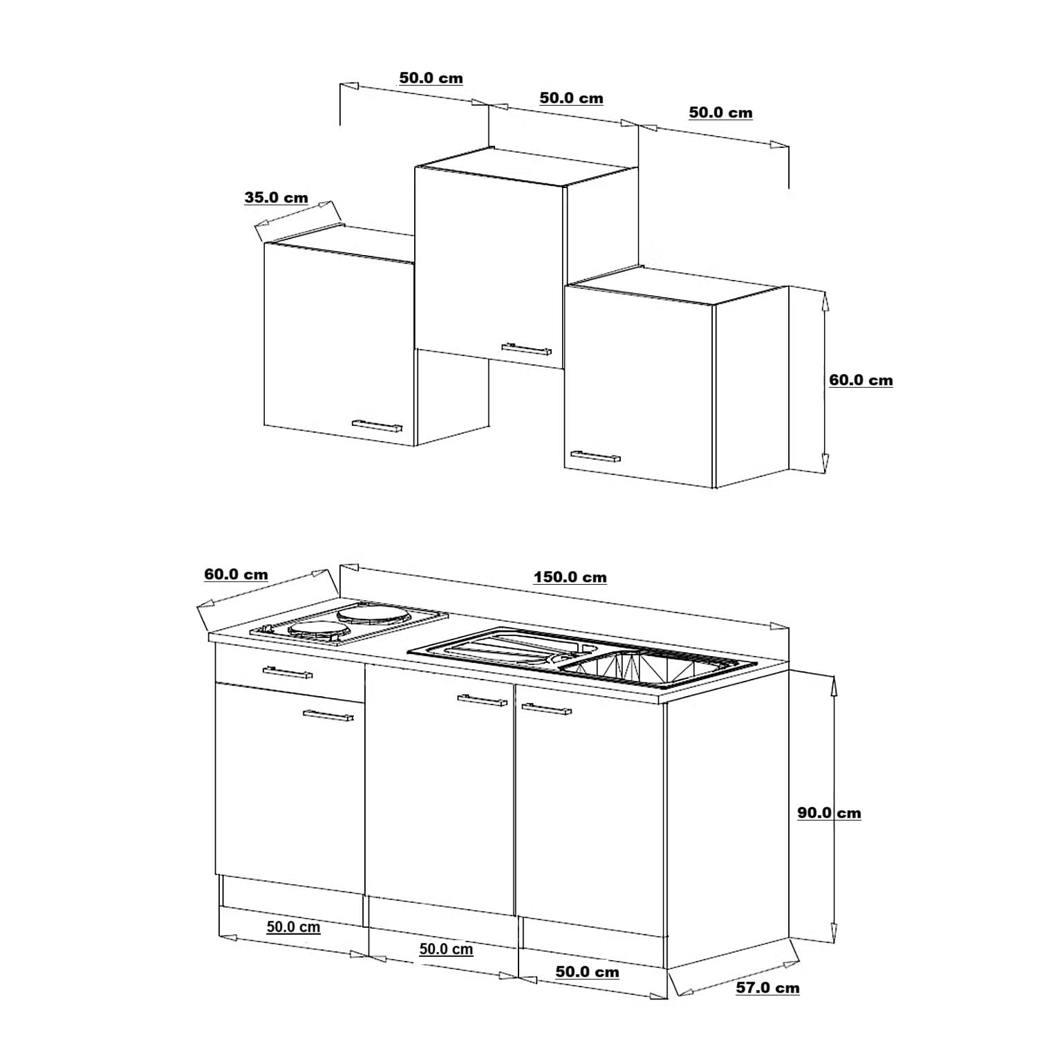 Picture of KSK009 - HPL Wooden kitchen - 154 cm plain color