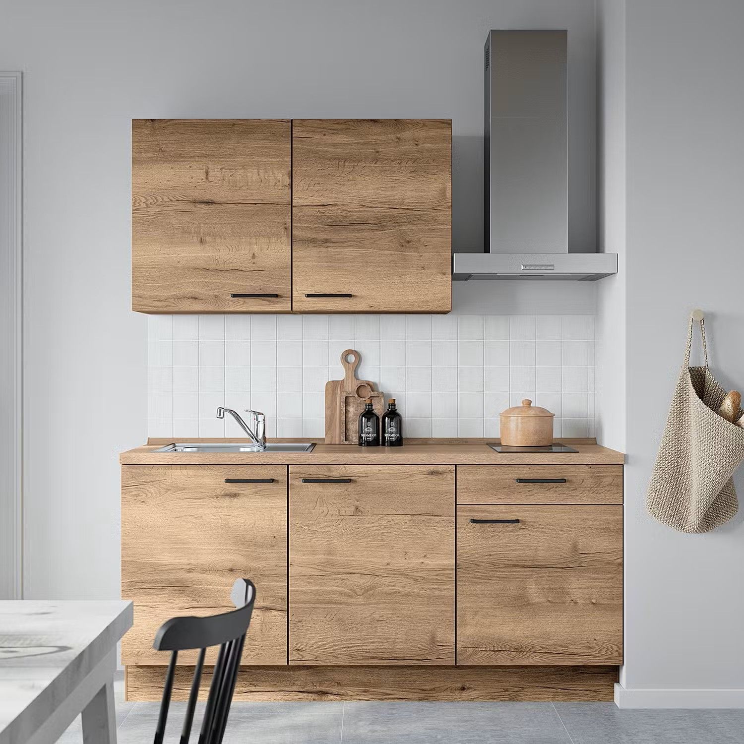 Picture of KSK0010- HPL wooden kitchen - 184 cm wood-colored