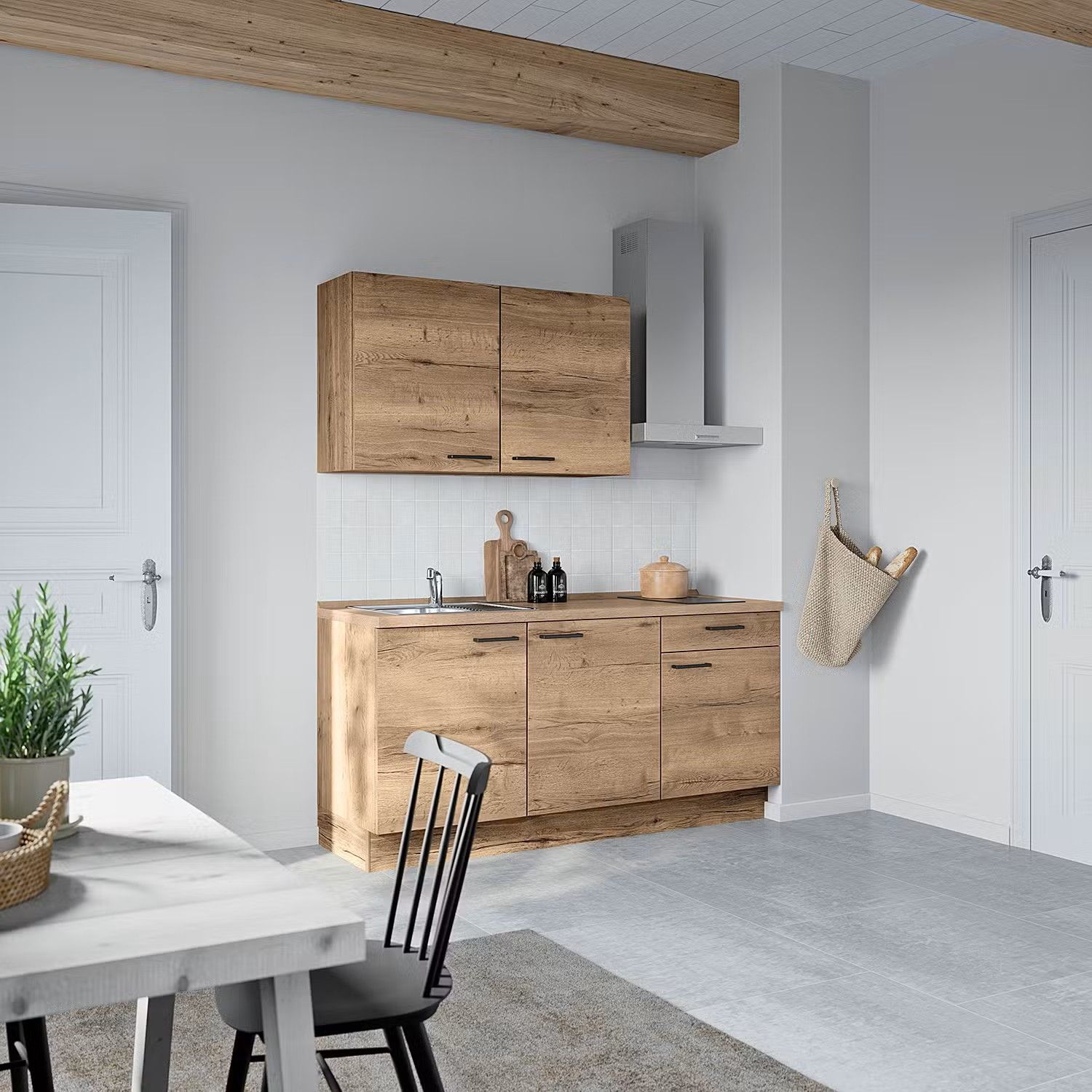 Picture of KSK0010- HPL wooden kitchen - 184 cm wood-colored