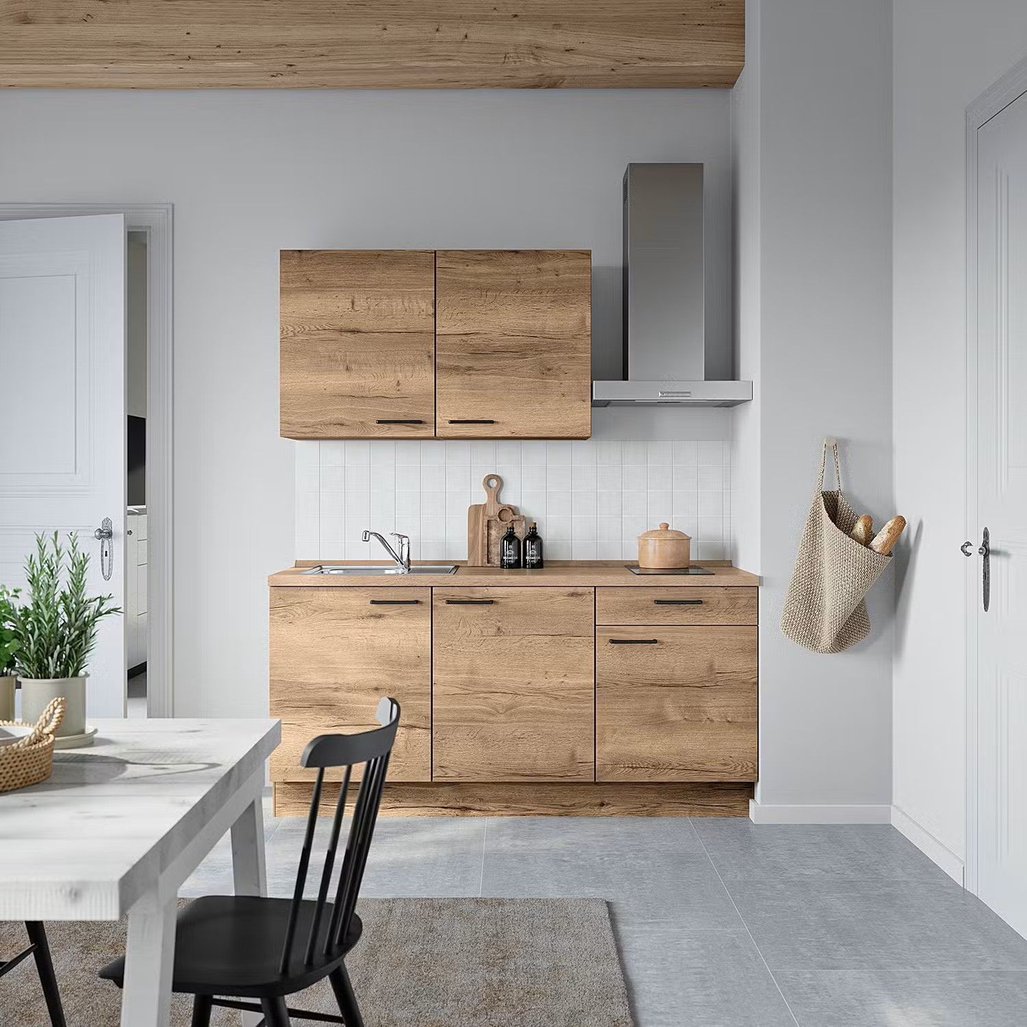 Picture of KSK0010- HPL wooden kitchen - 184 cm wood-colored