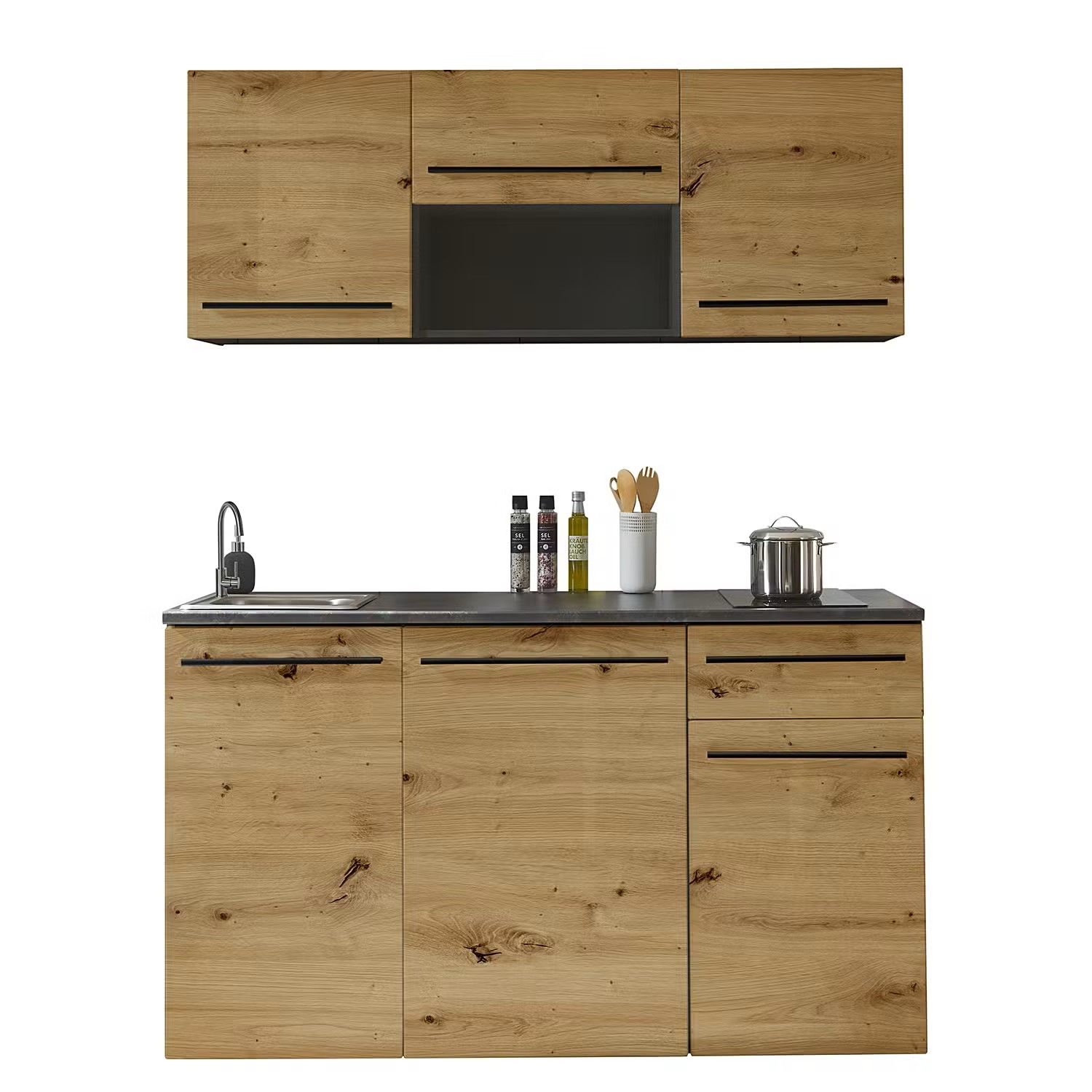 Picture of KSK0011- HPL wooden kitchen - 164 cm wood-colored