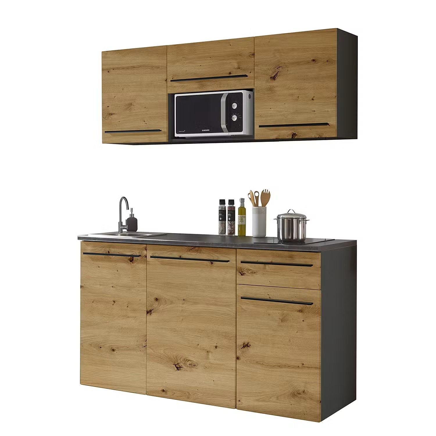 Picture of KSK0011- HPL wooden kitchen - 164 cm wood-colored