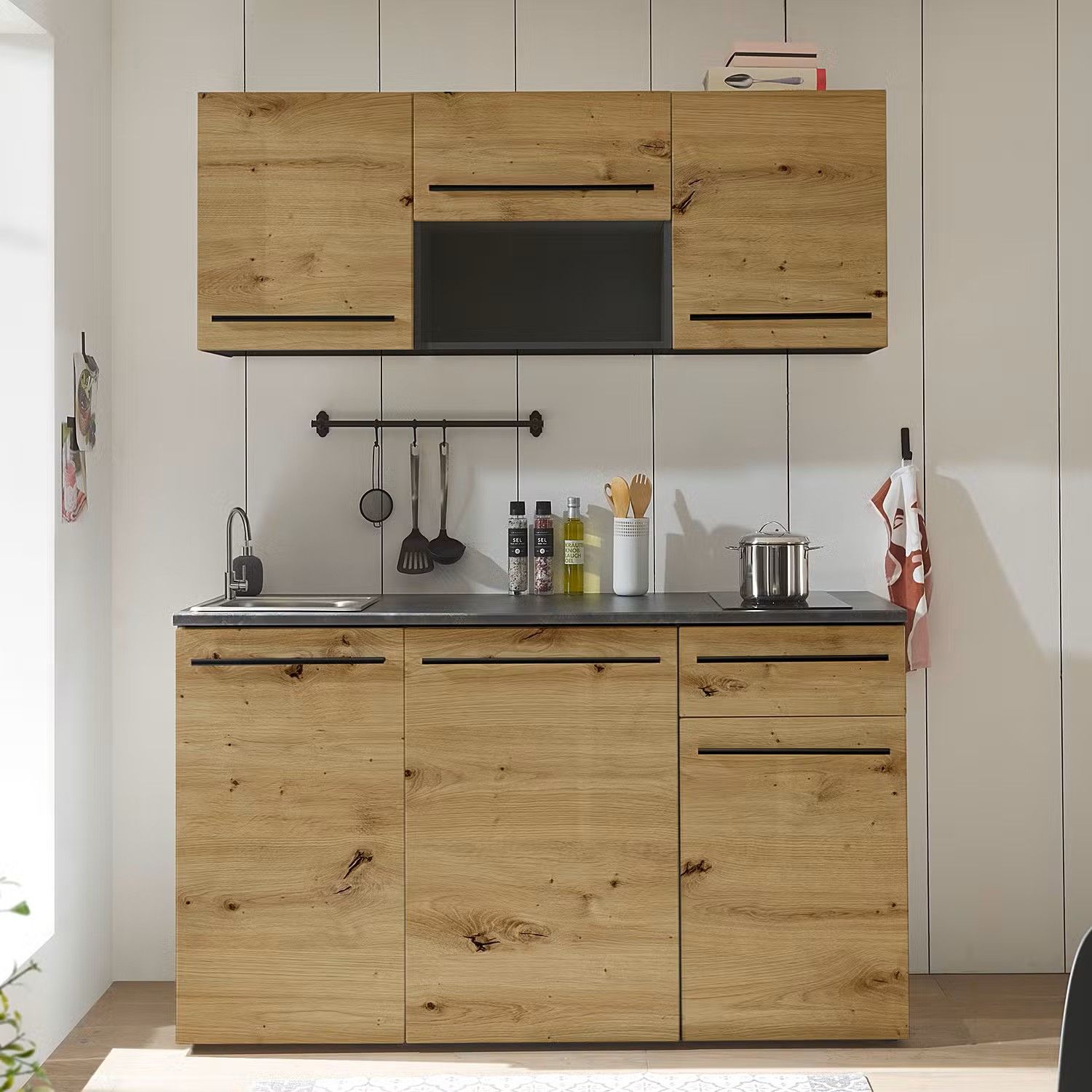 Picture of KSK0011- HPL wooden kitchen - 164 cm wood-colored
