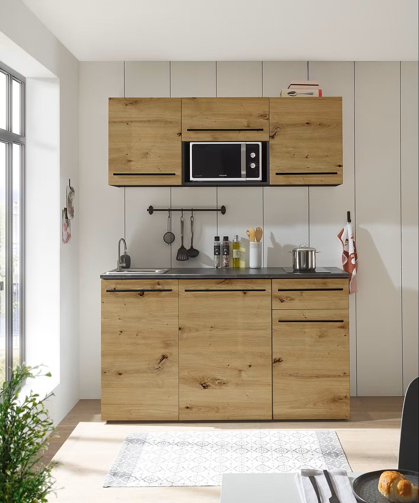 Picture of KSK0011- HPL wooden kitchen - 164 cm wood-colored