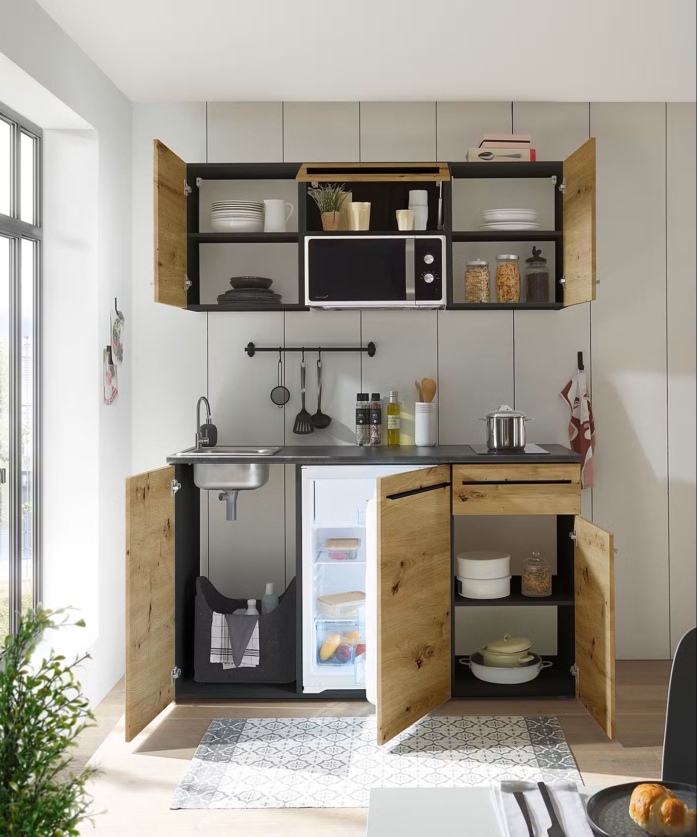 Picture of KSK0011- HPL wooden kitchen - 164 cm wood-colored