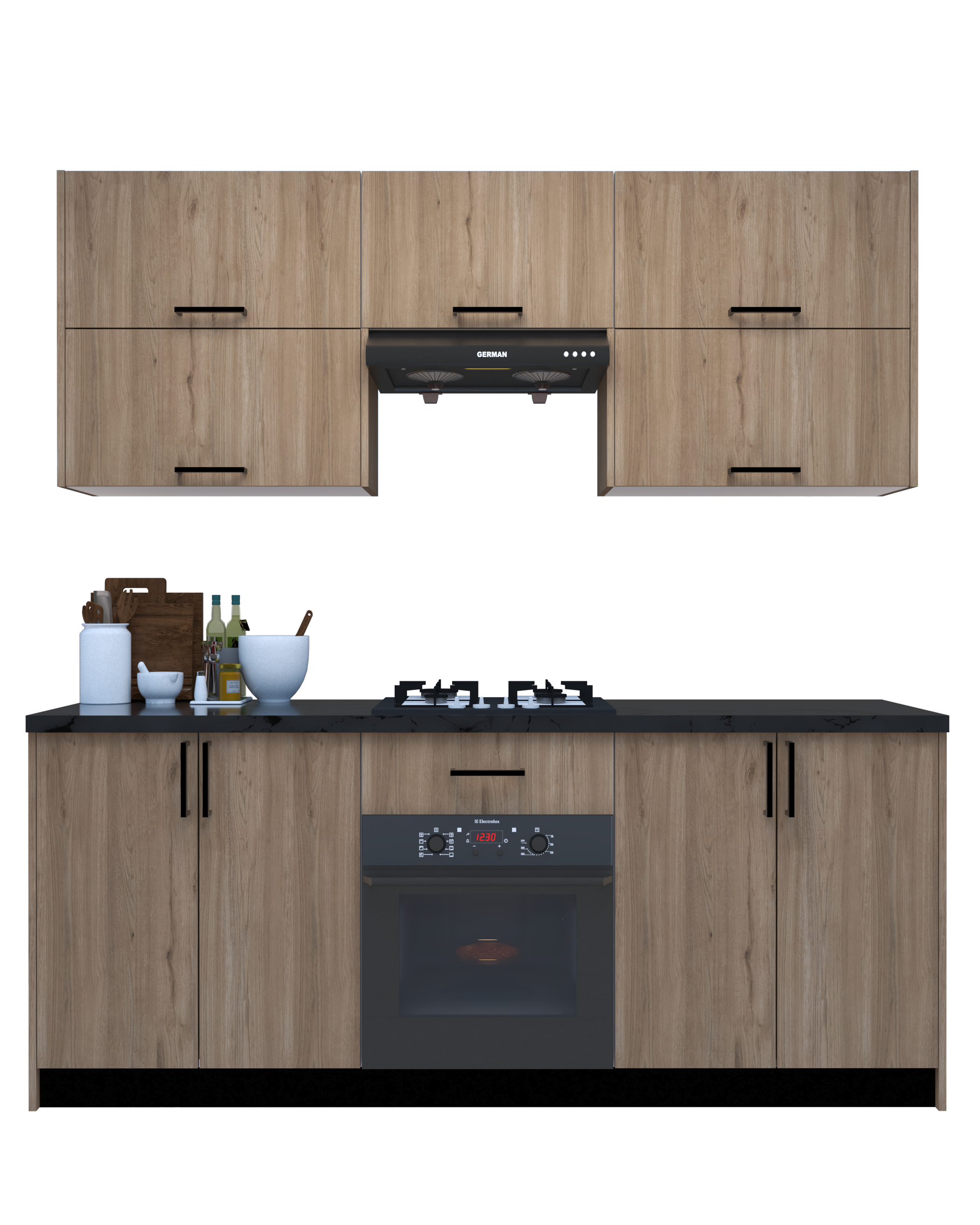 Picture of KSK004- HPL wooden kitchen - 204 cm wood-colored