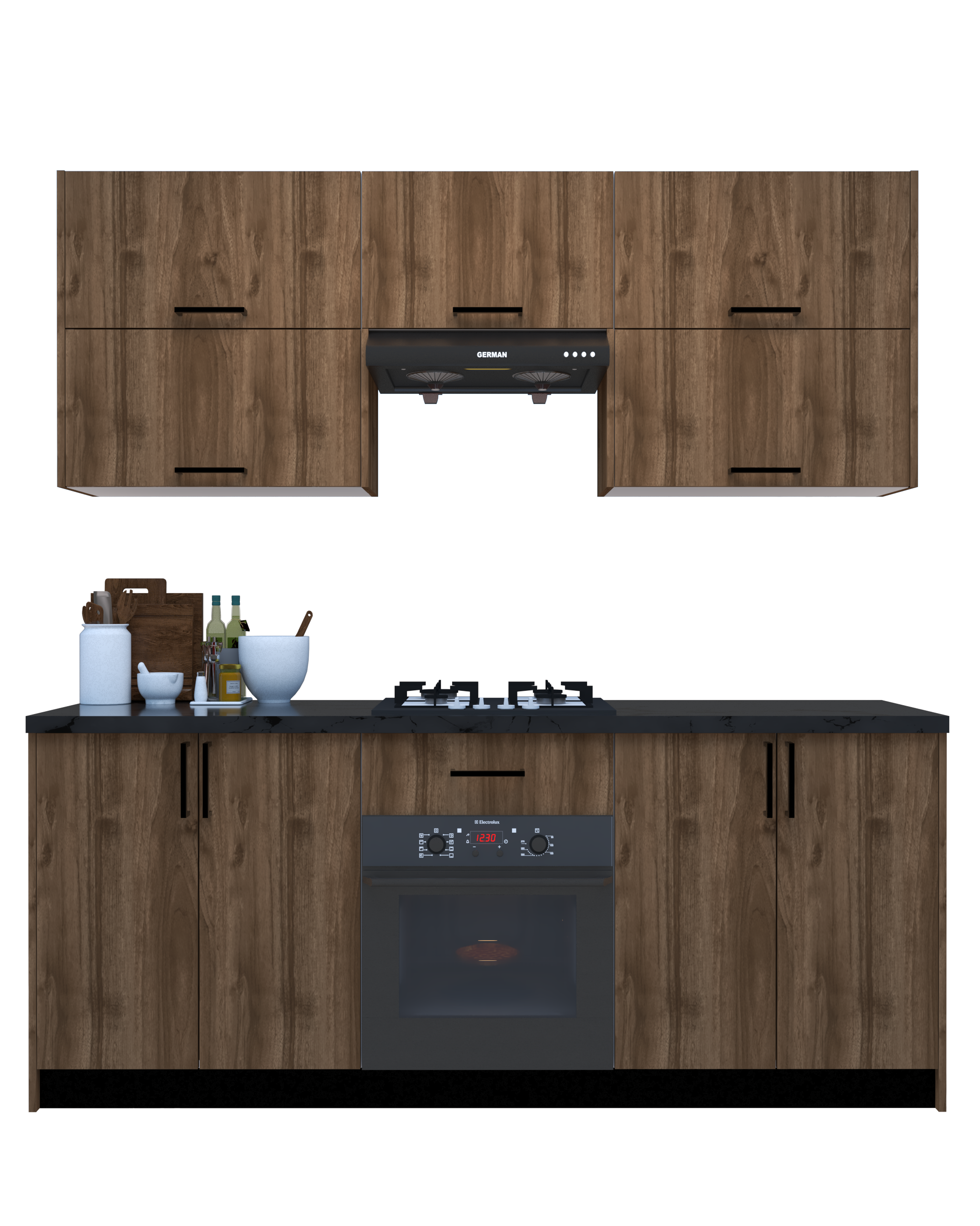 Picture of KSK005 - HPL wooden kitchen - 204 cm wood-colored