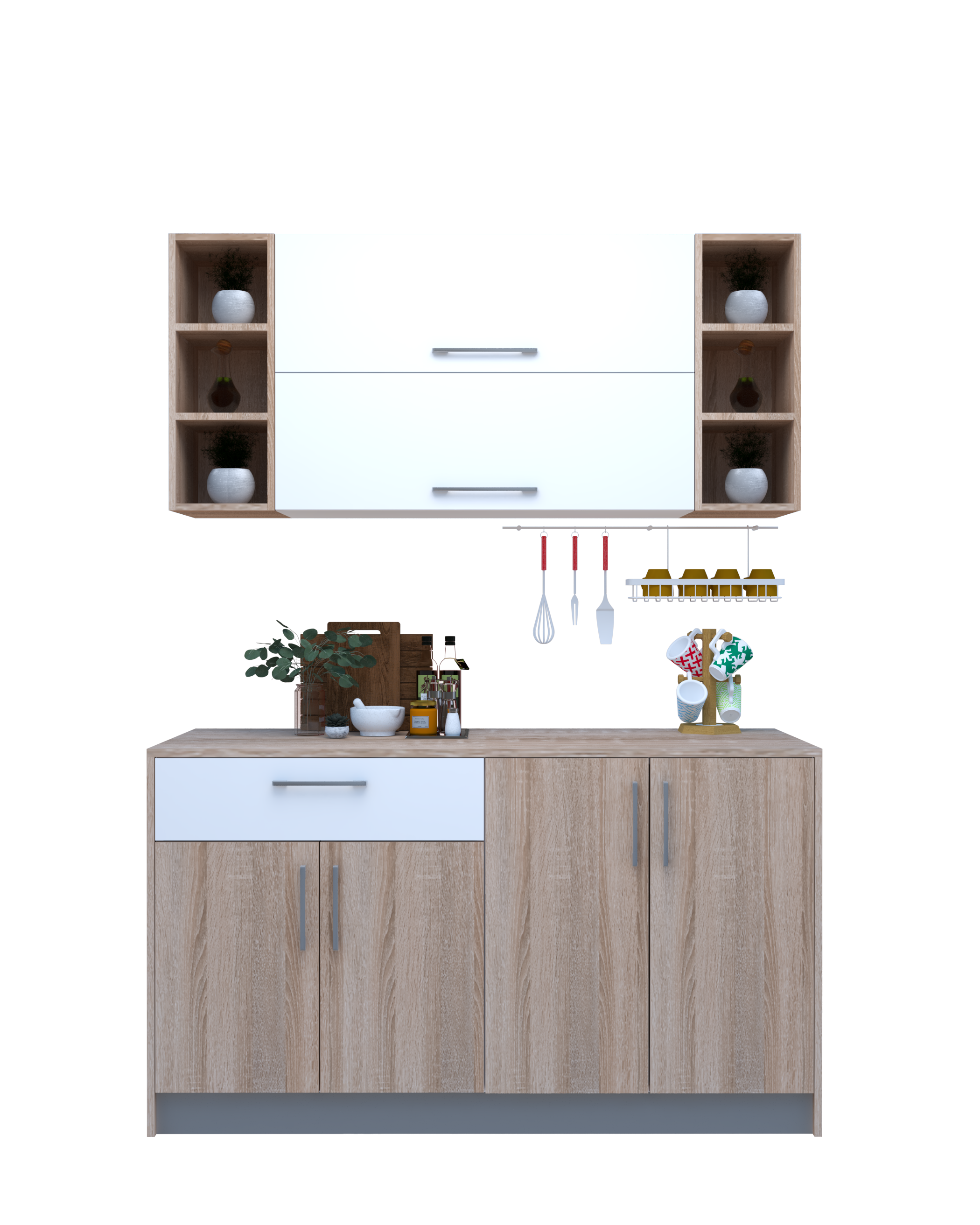 Picture of KSK007- HPL wooden kitchen - 164 cm wood-colored