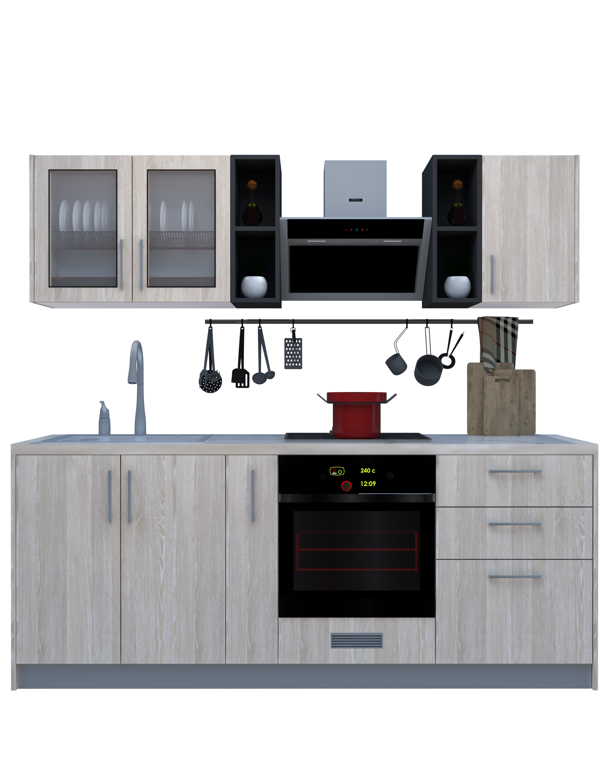 Picture of KSK008- HPL wooden kitchen - 224 cm wood-colored