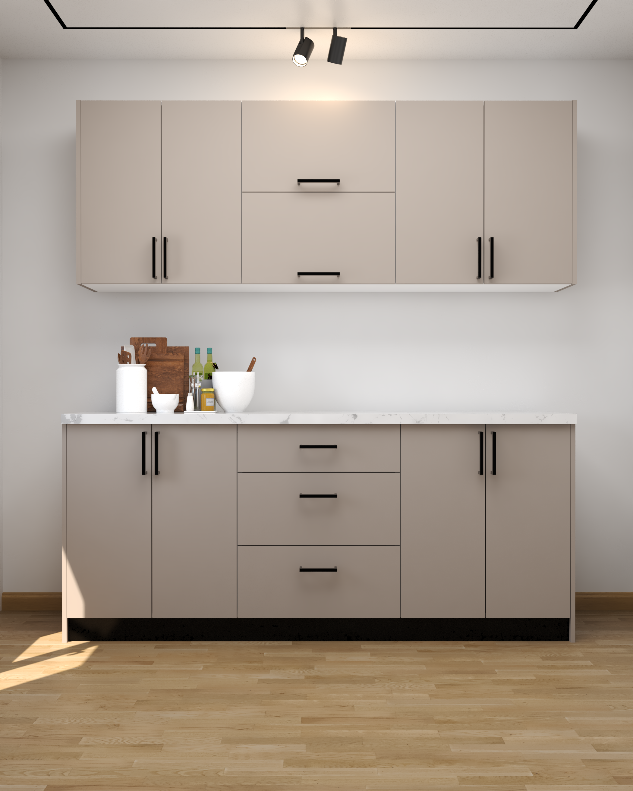 Picture of KSK0016- HPL wooden kitchen - 184 cm plain color