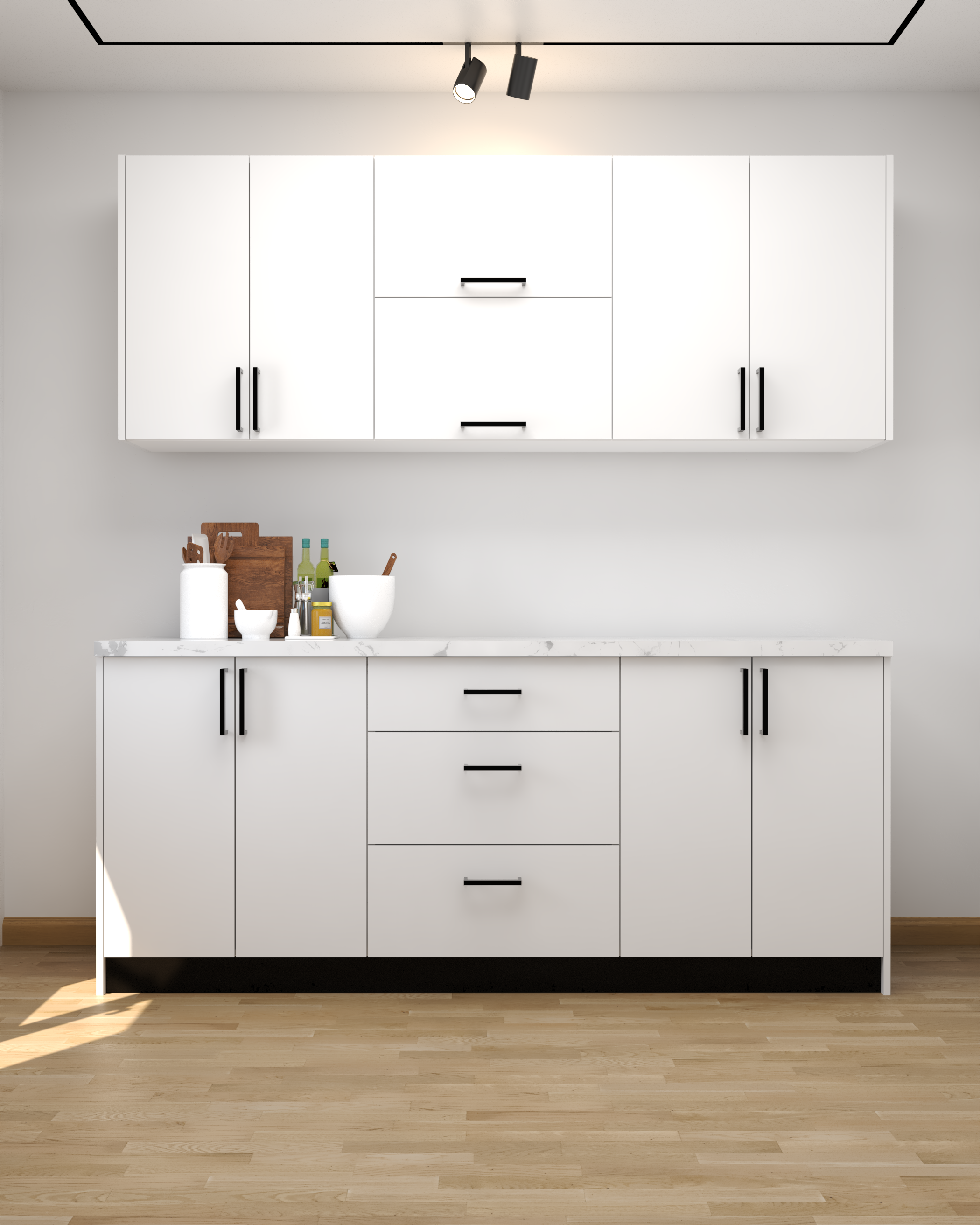 Picture of KSK0018- HPL wooden kitchen - 184 cm plain color