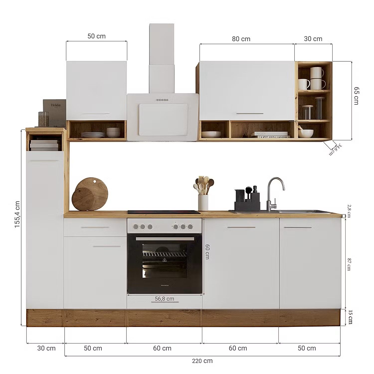 Picture of KSK0020 - HPL  Wooden kitchen - 254 cm plain color
