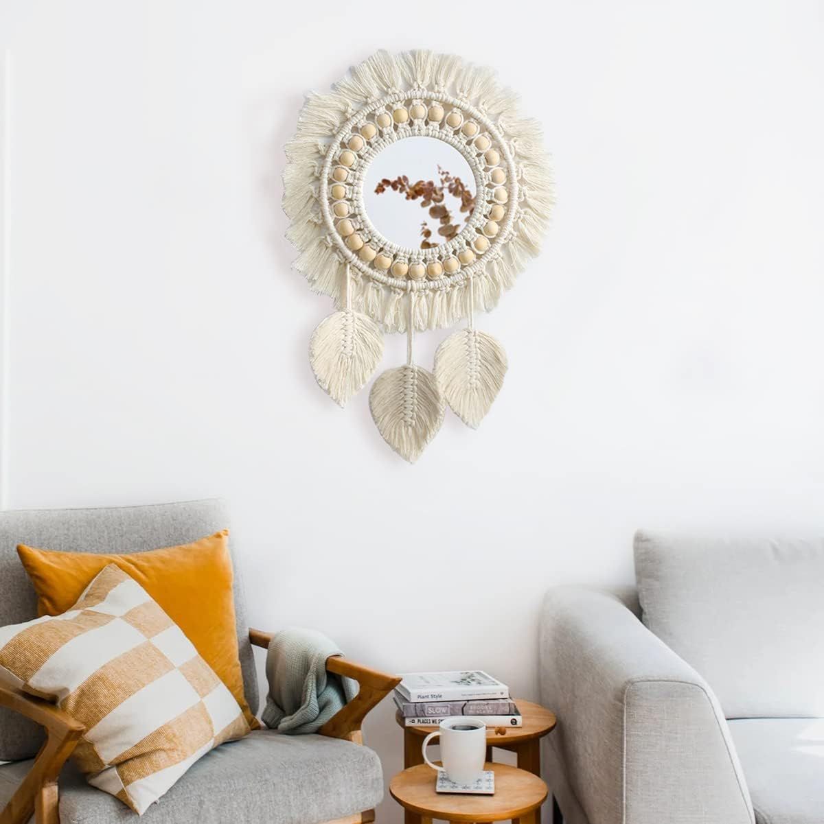 Picture of HHAM007 - Macrame wall mirror decor - 70 cm *60 cm