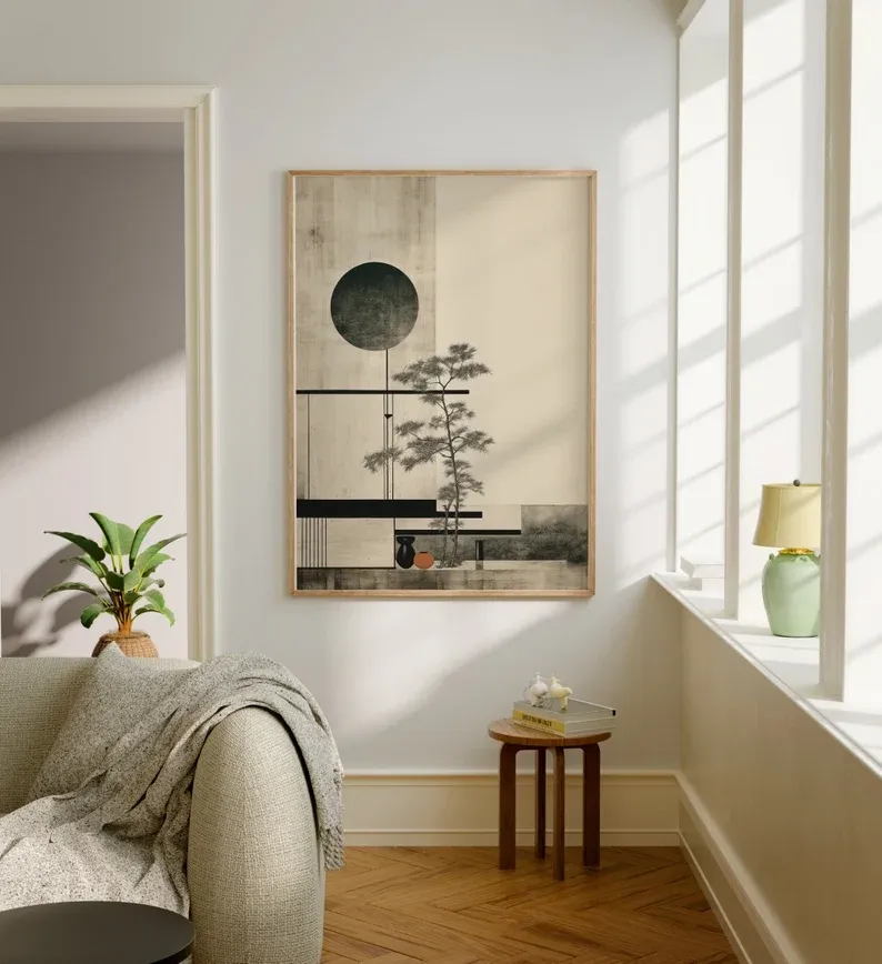 Picture of HHA57004 code - Natural wood frame 70 * 50 - multi-colored