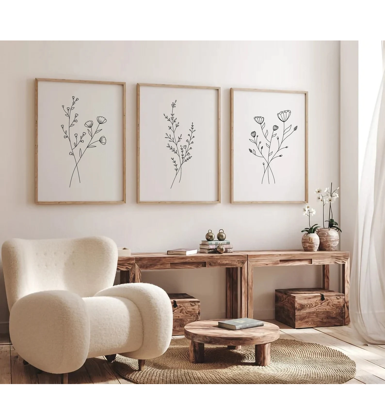 Picture of HHA573002 code -Natural wood frame 50 * 70 - quantity 3 frames - multi-colored