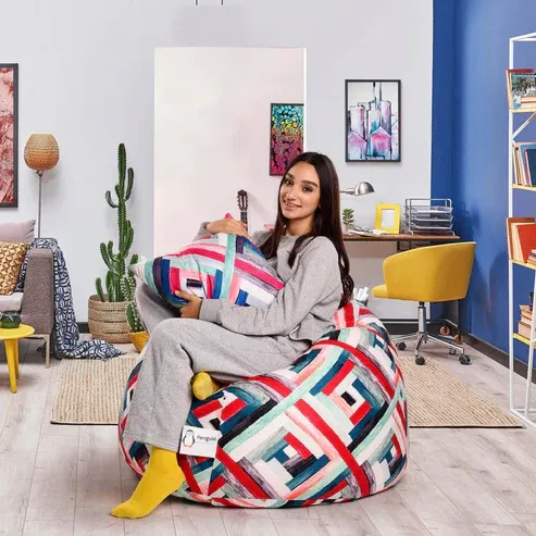 Picture of FBb005 - Diamond Velvet Patterned Bean bag